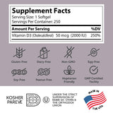 Zahler Vitamin D3 2000 IU Softgels side view showing softgel