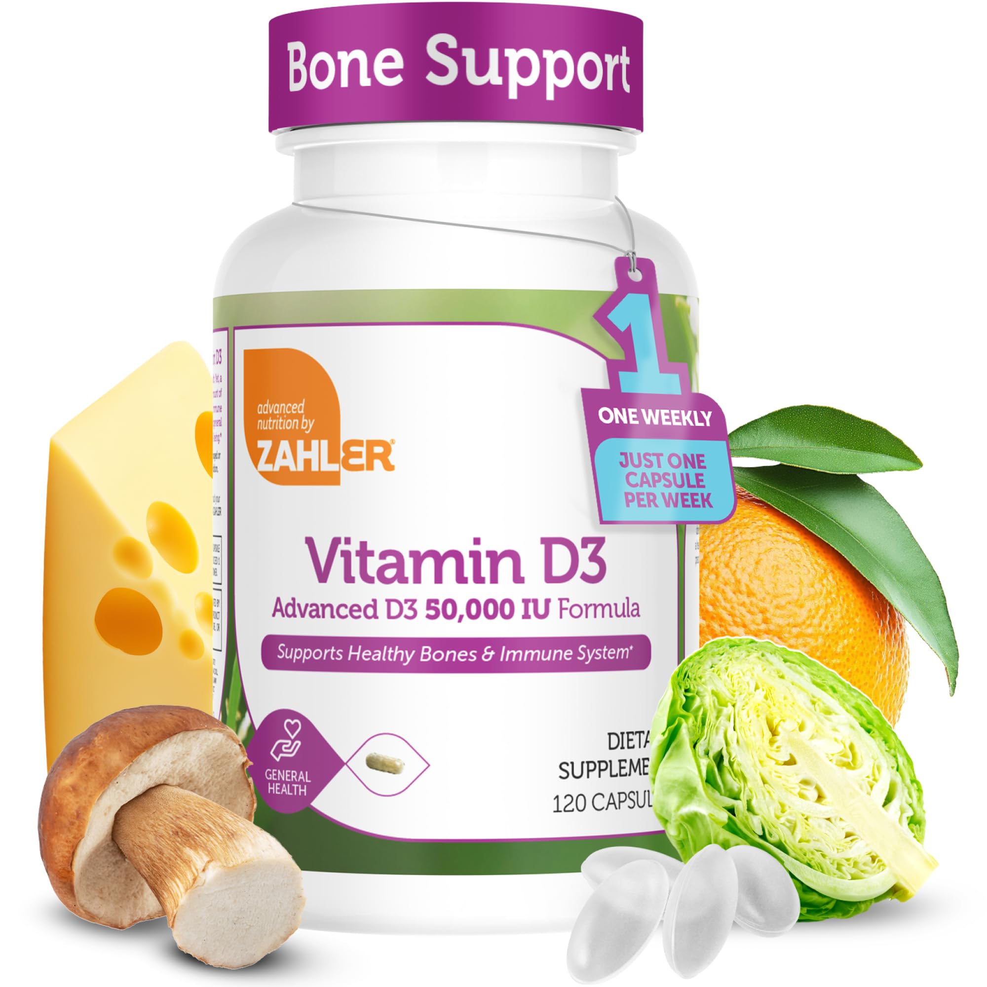 Zahler Vitamin D3 50,000 IU softgels front view
