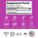 Zahler Vitamin D3 50,000 IU softgels with dosage information