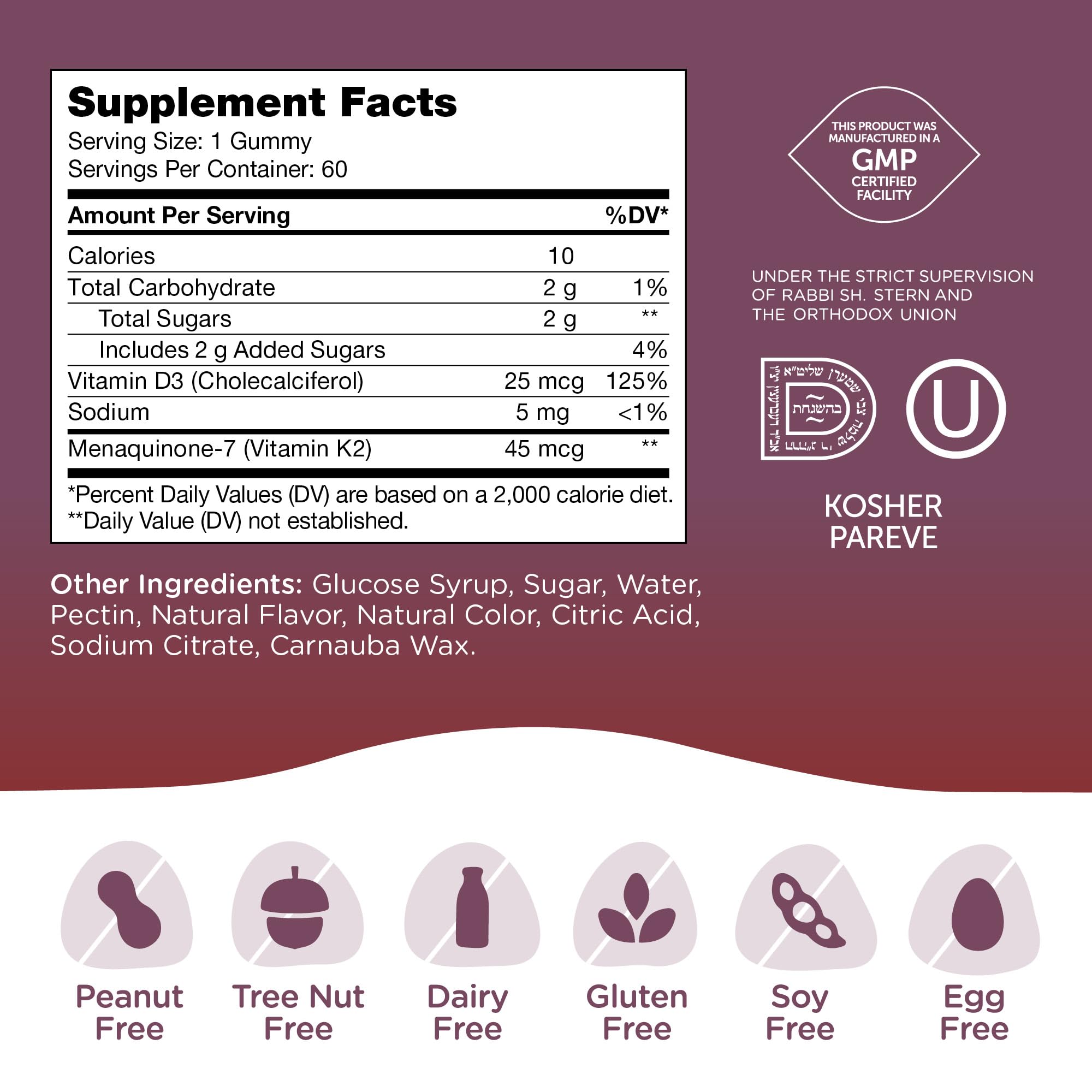Zahler Vitamin D3 and K2 Gummies with a measuring spoon