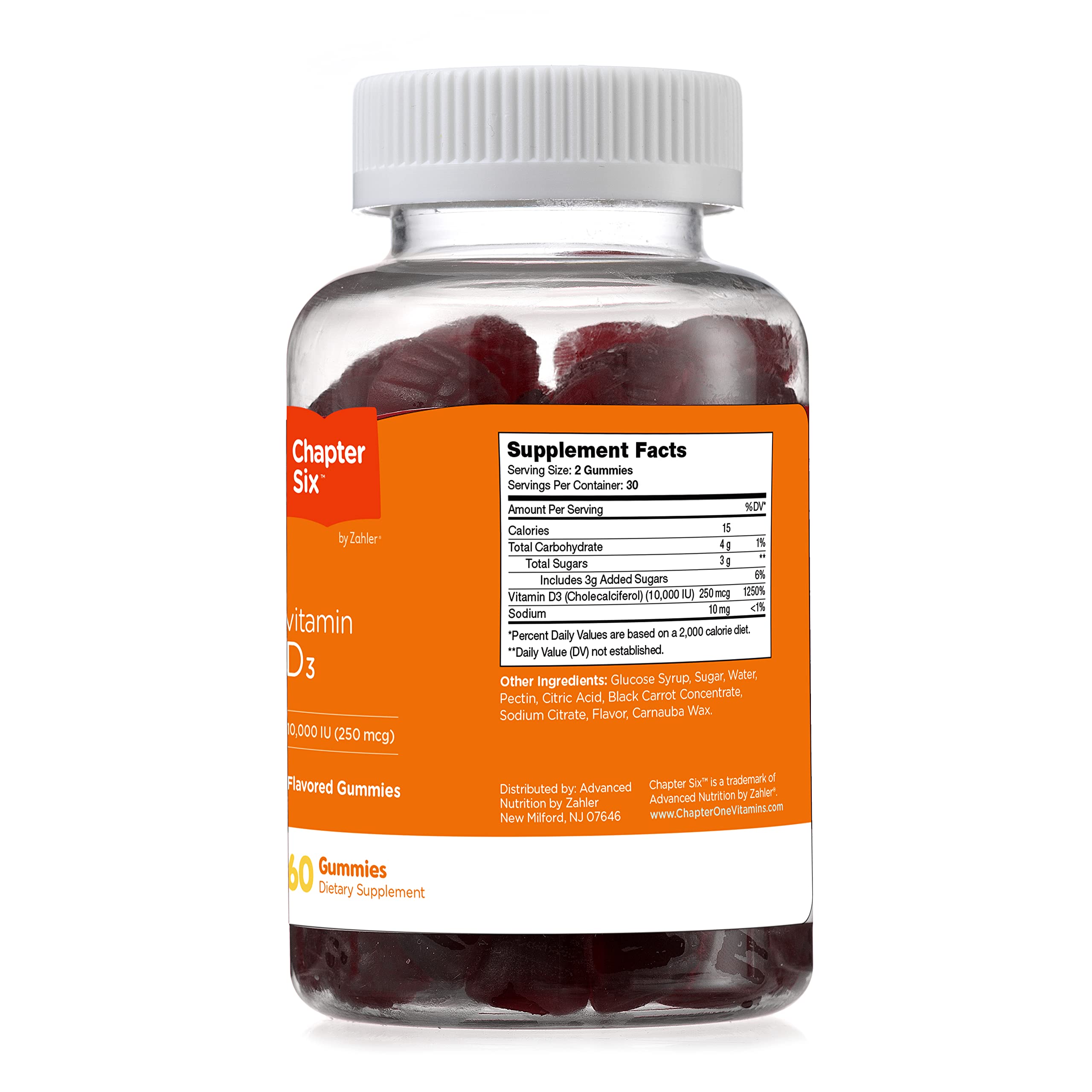 Zahler Vitamin D3 Gummies 10,000 IU side view of gummies