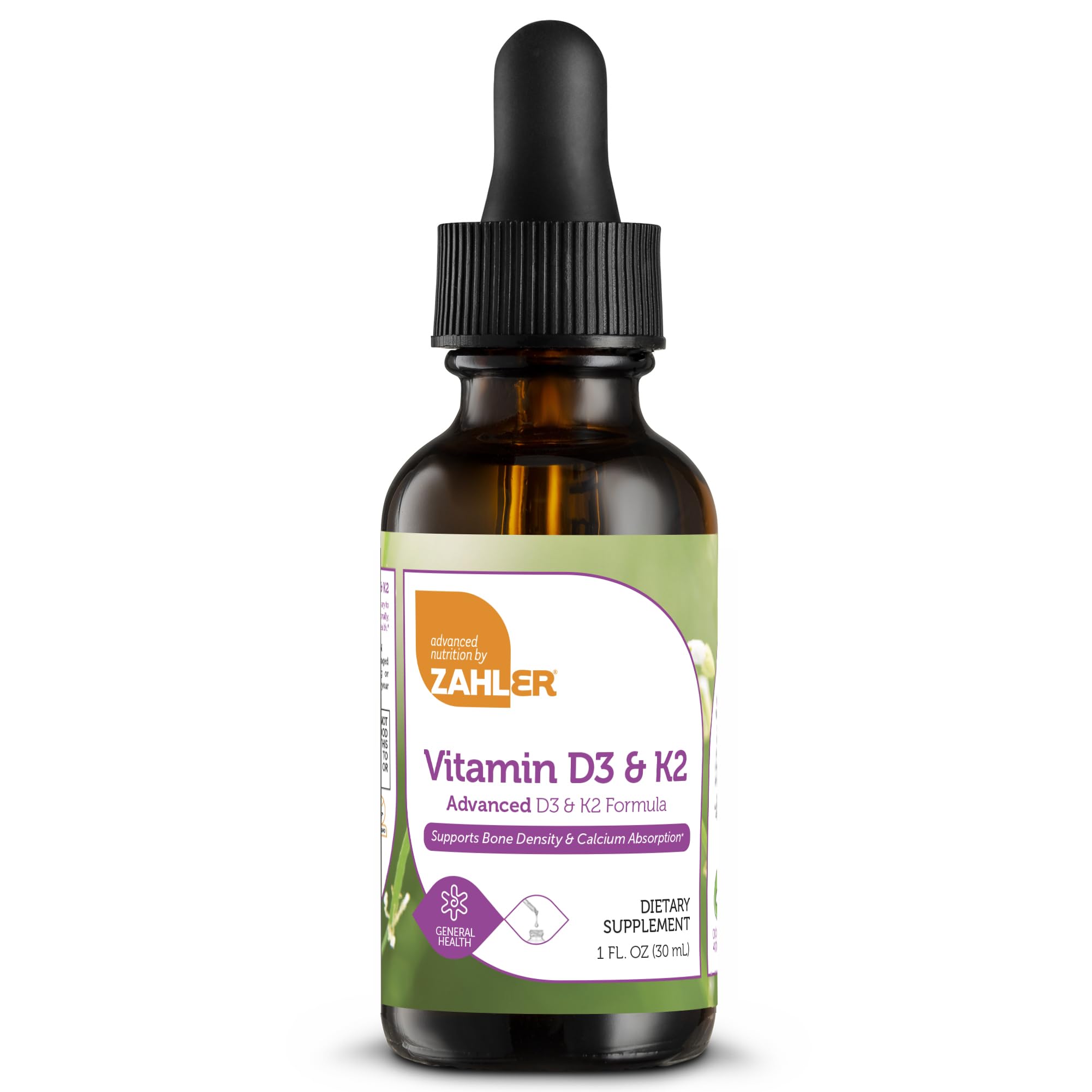 Zahler Vitamin K2 + D3 Liquid Drops 1 fl oz bottle front view