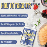 Zaigon Benfotiamine 600mg supplement capsules on a table