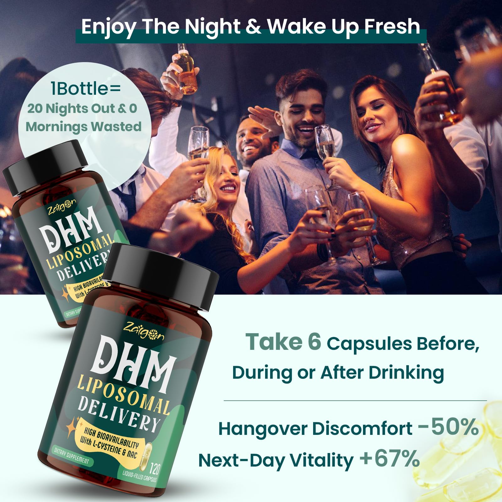 Zaigon DHM Complex Liposomal Supplement back view