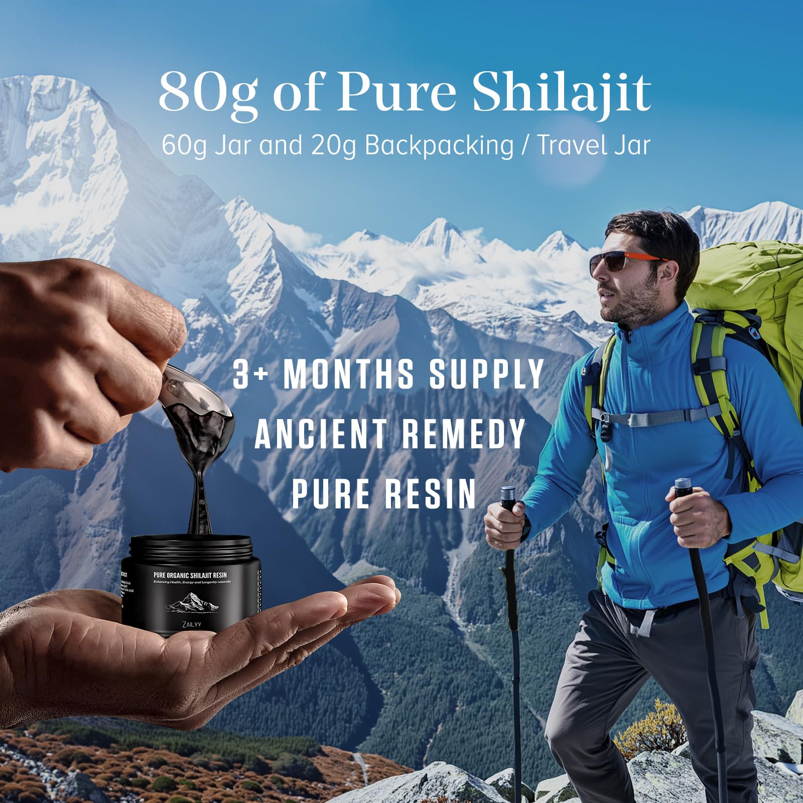 ZAILYY Shilajit Resin on wooden background