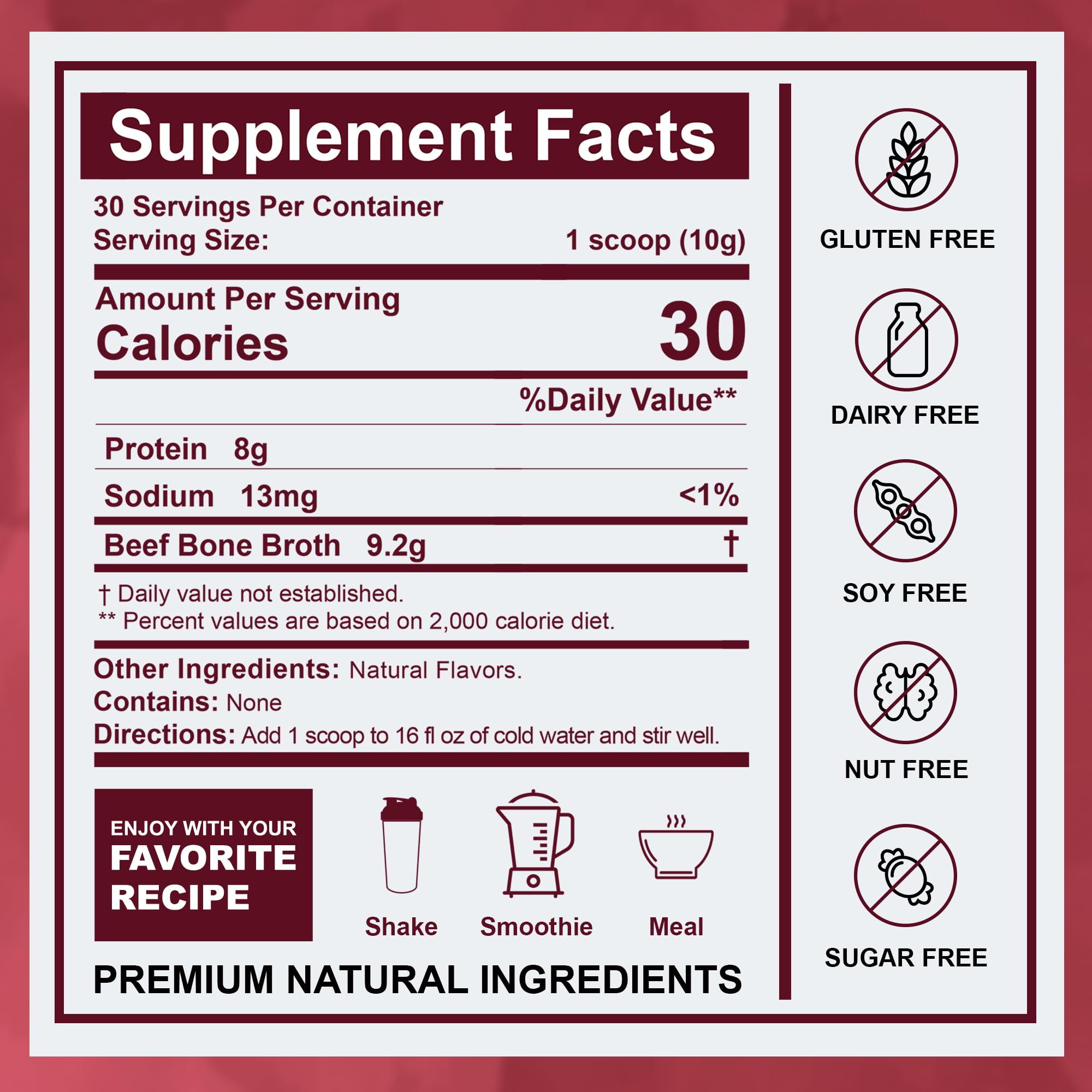 Zammex Collagen Bone Broth Powder 300g with a bowl of soup