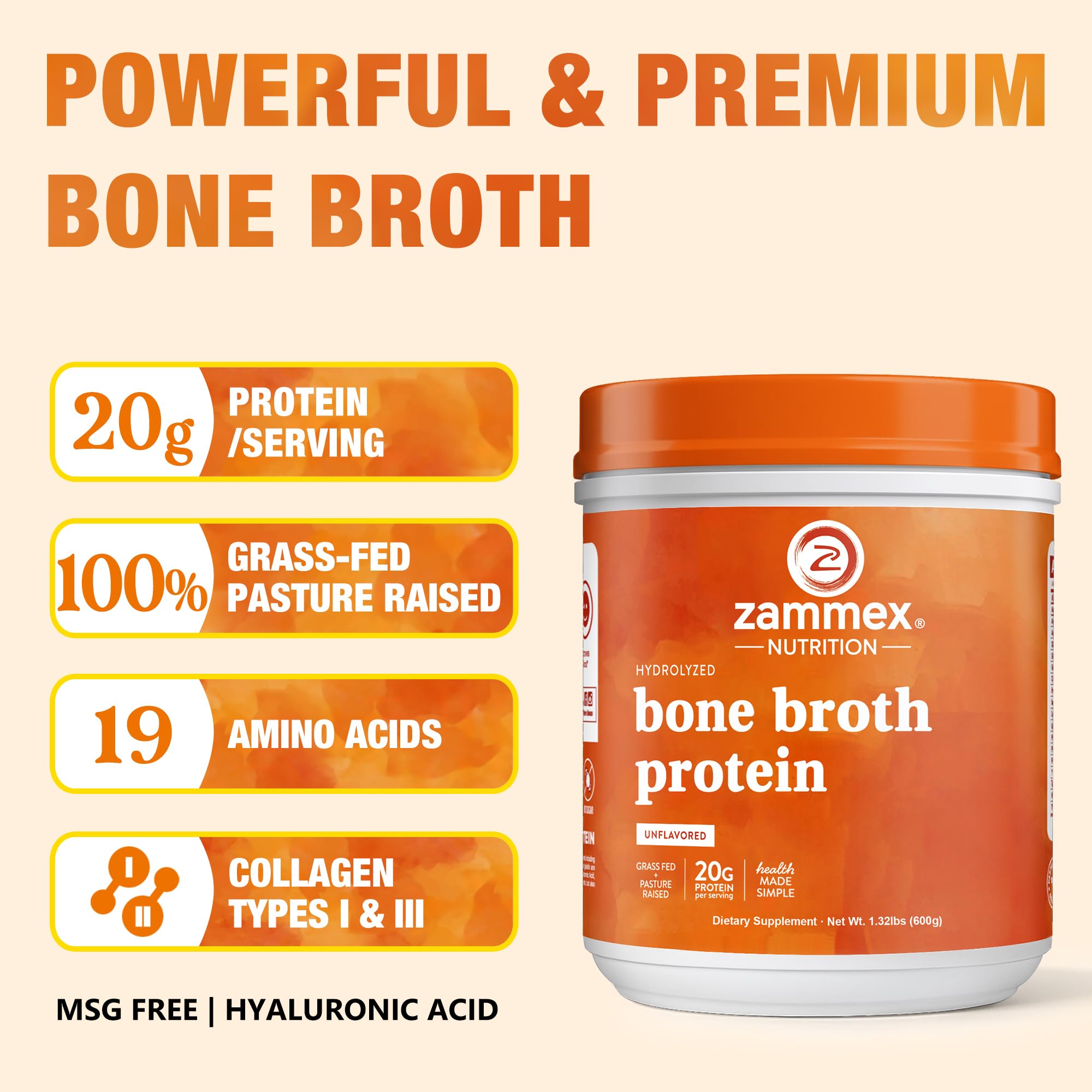 Zammex Collagen Bone Broth Powder mixed in oatmeal