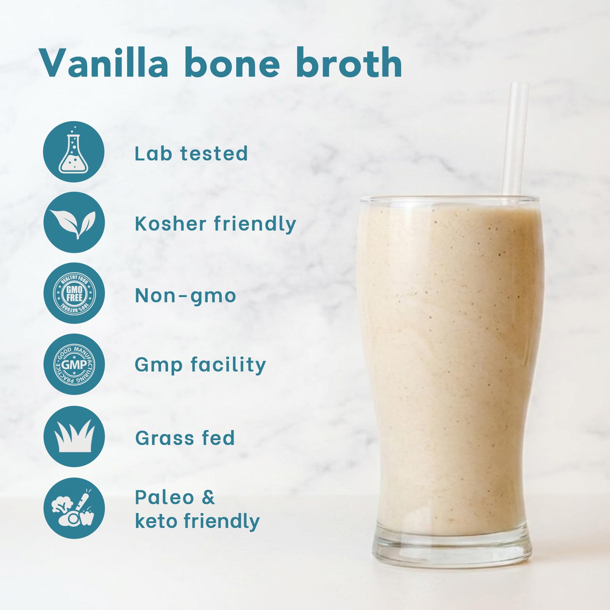 Zammex Collagen Bone Broth Protein Powder mixed in a glass