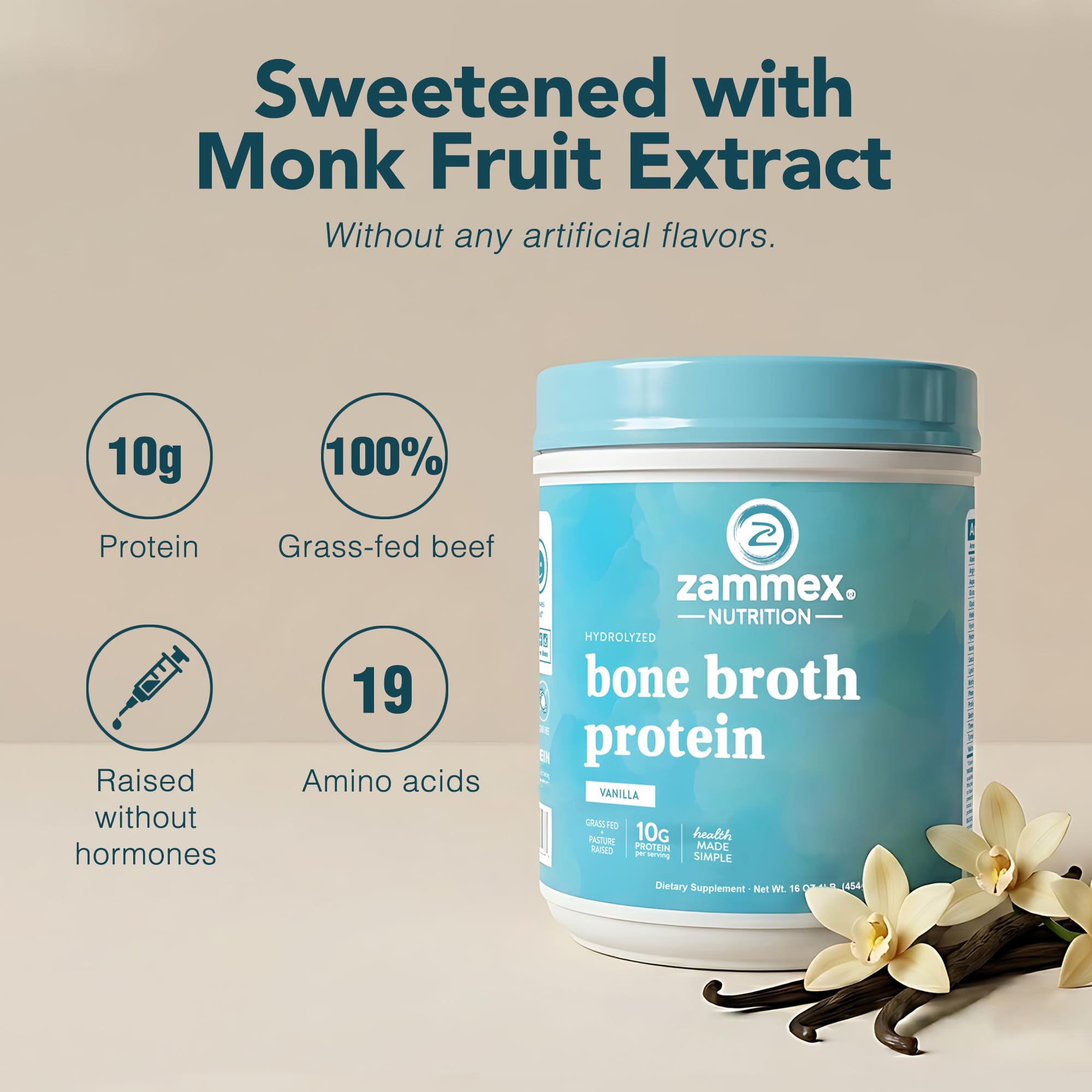 Zammex Collagen Bone Broth Protein Powder with natural ingredients