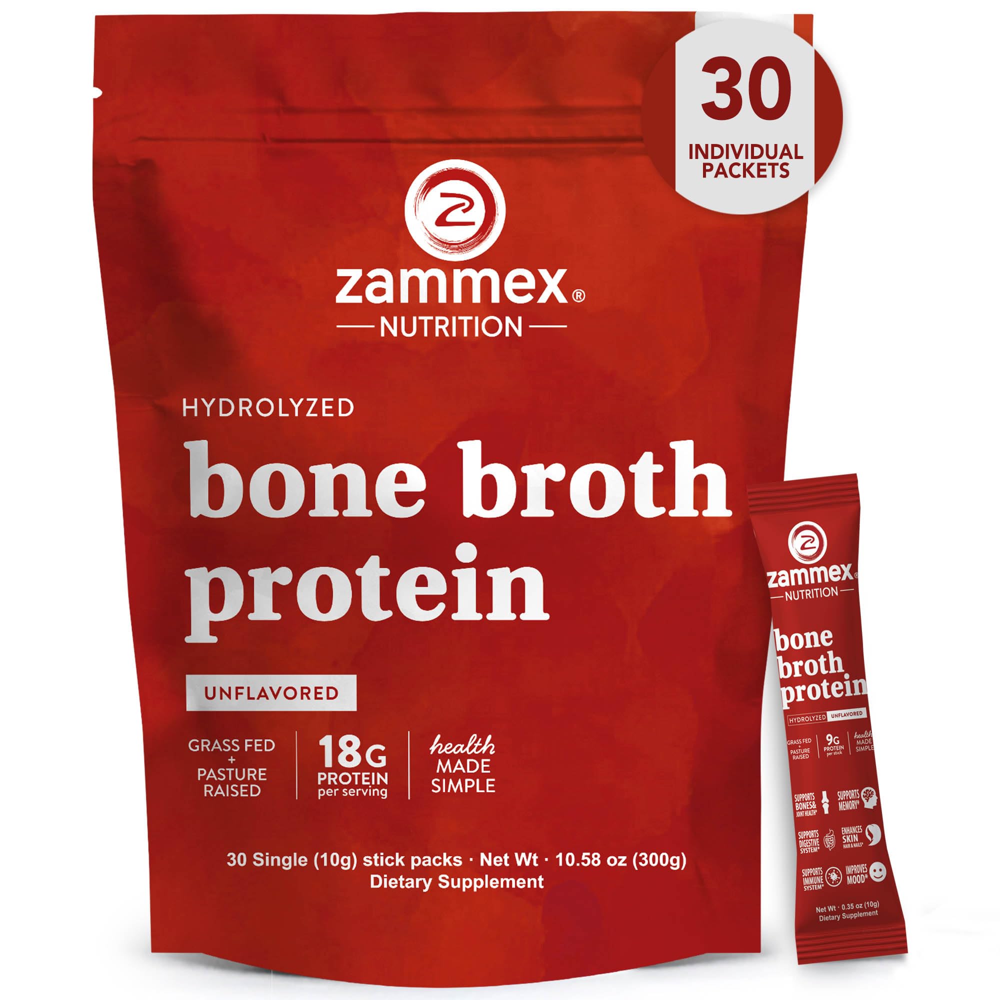 Zammex Collagen Peptides 30 stick packs front view