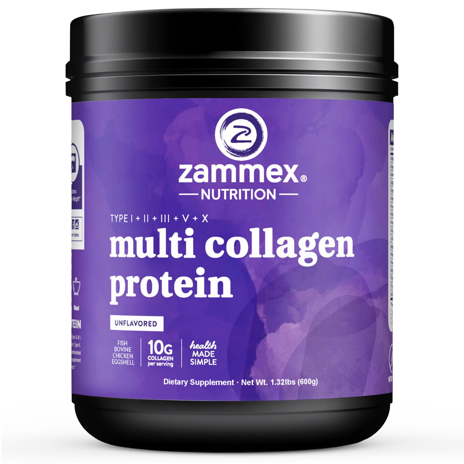 Zammex Hydrolyzed Multi Collagen Complex 600g front view