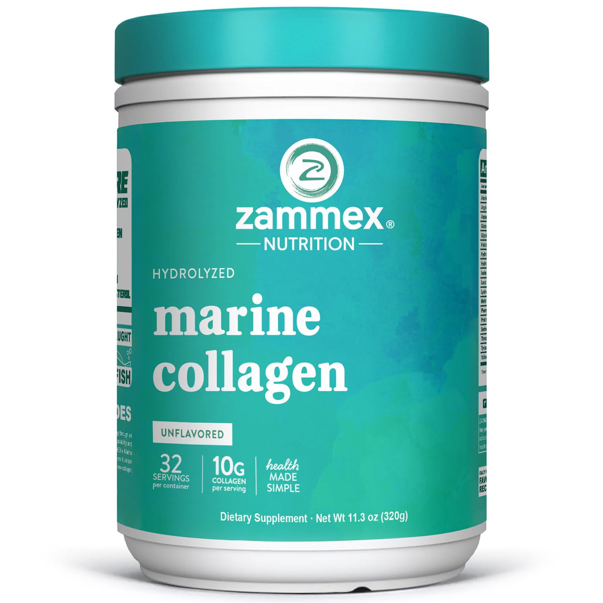 Zammex Marine Collagen Peptides 320g front view with packaging
