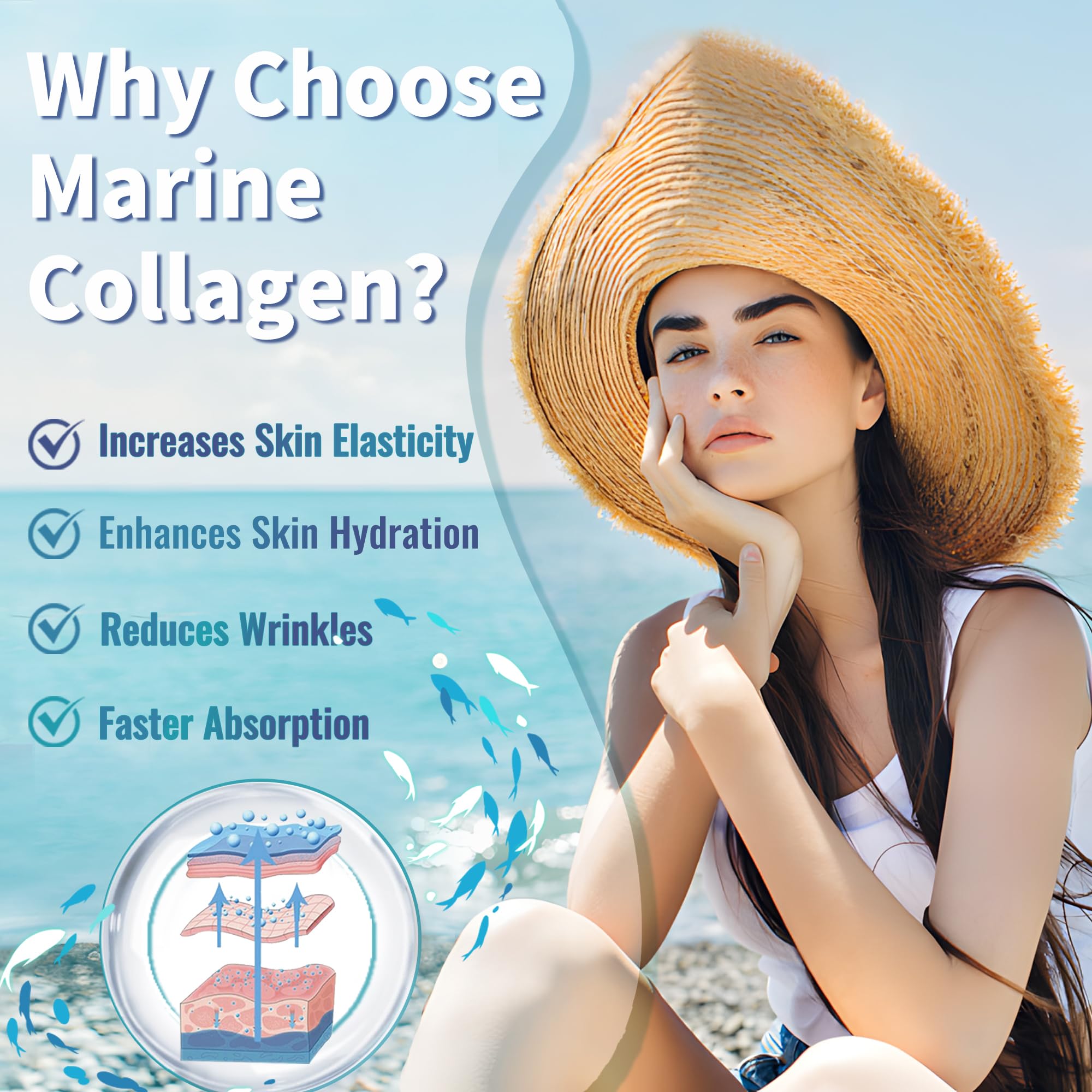 Zammex Marine Collagen Peptides 320g side view showing safety seal
