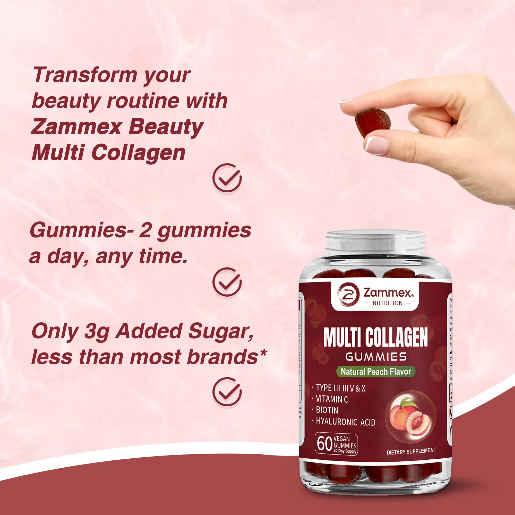 Zammex Multi-Collagen Gummies product information label