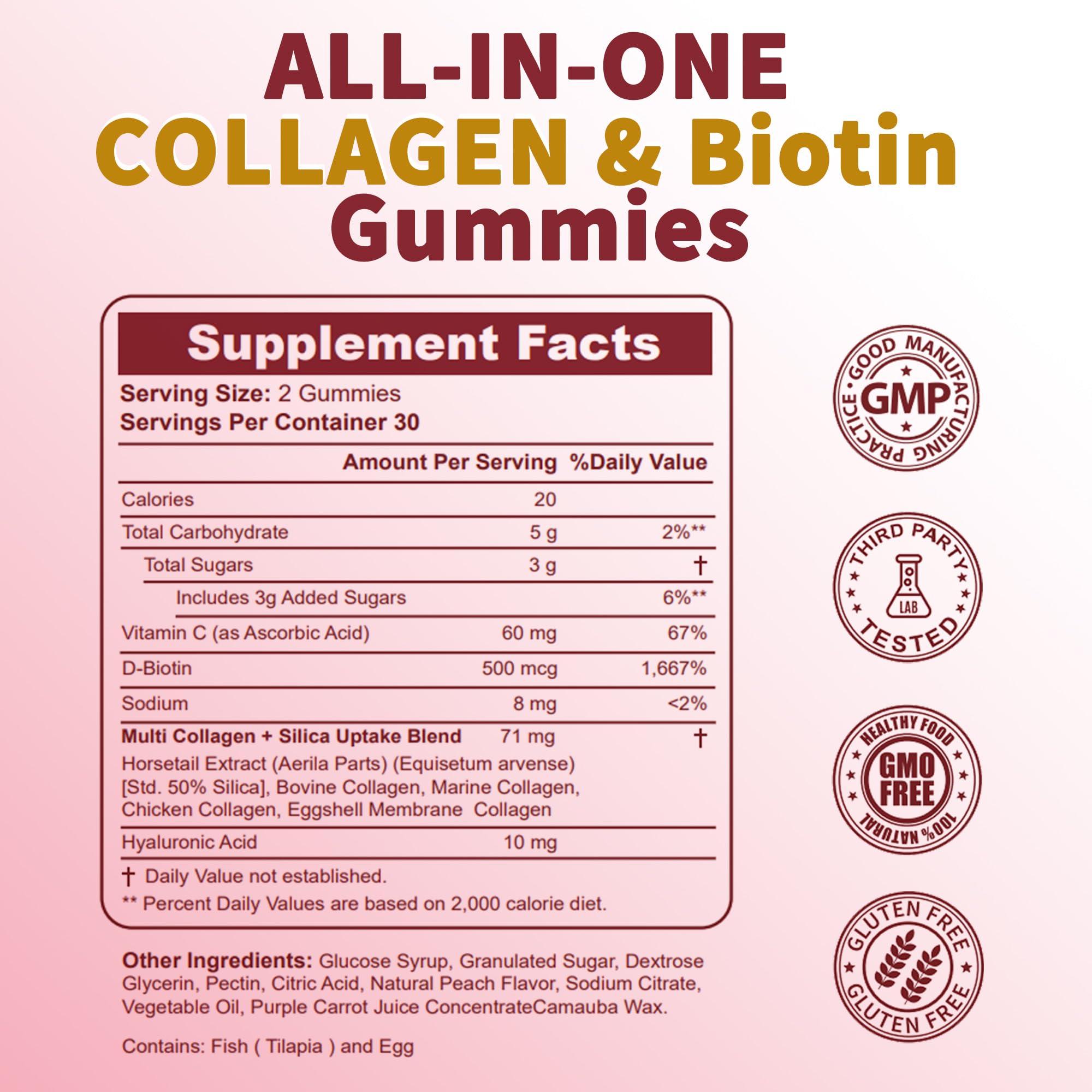 Zammex Multi-Collagen Gummies side view showing gummies