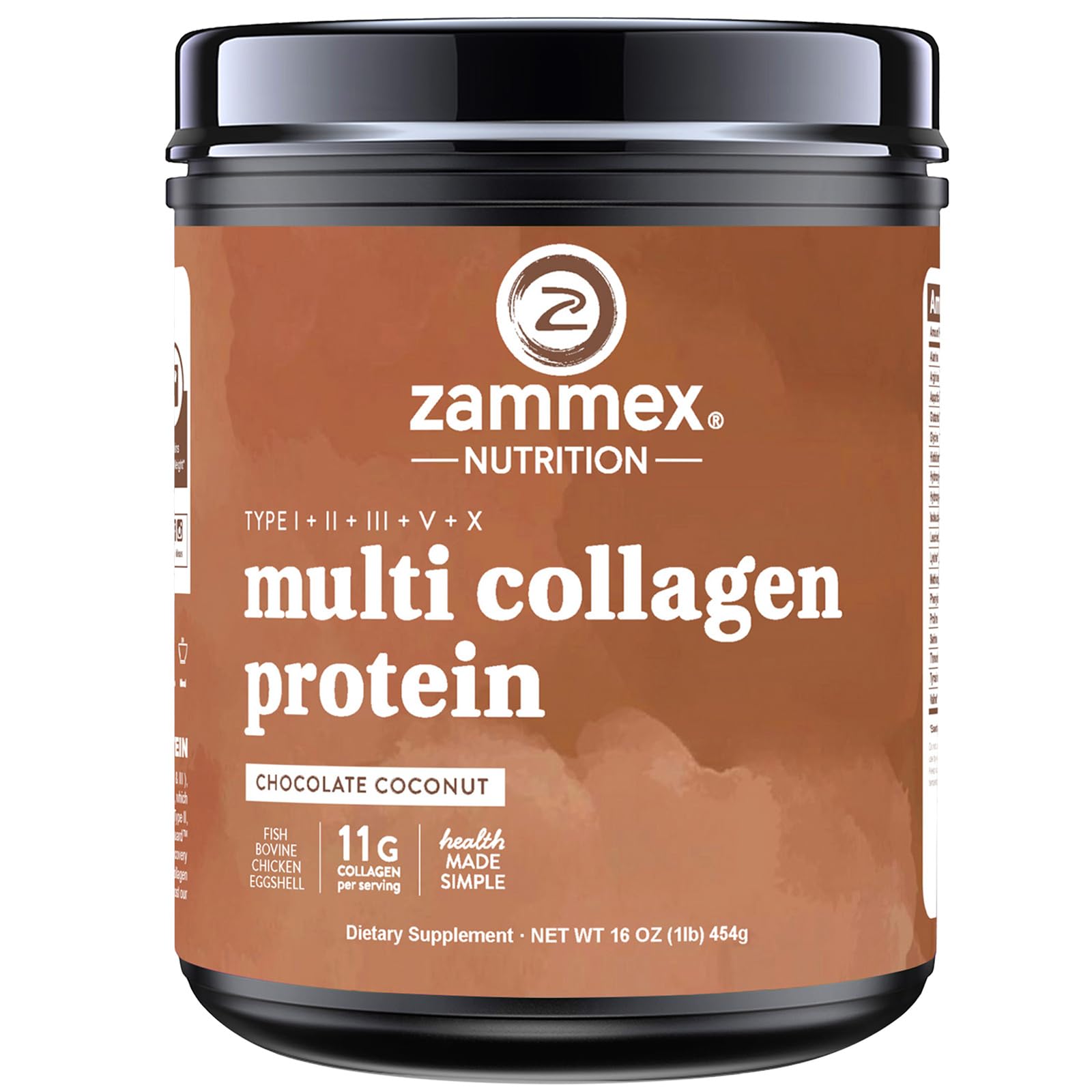 Zammex Multi Collagen Protein Powder 595g front view