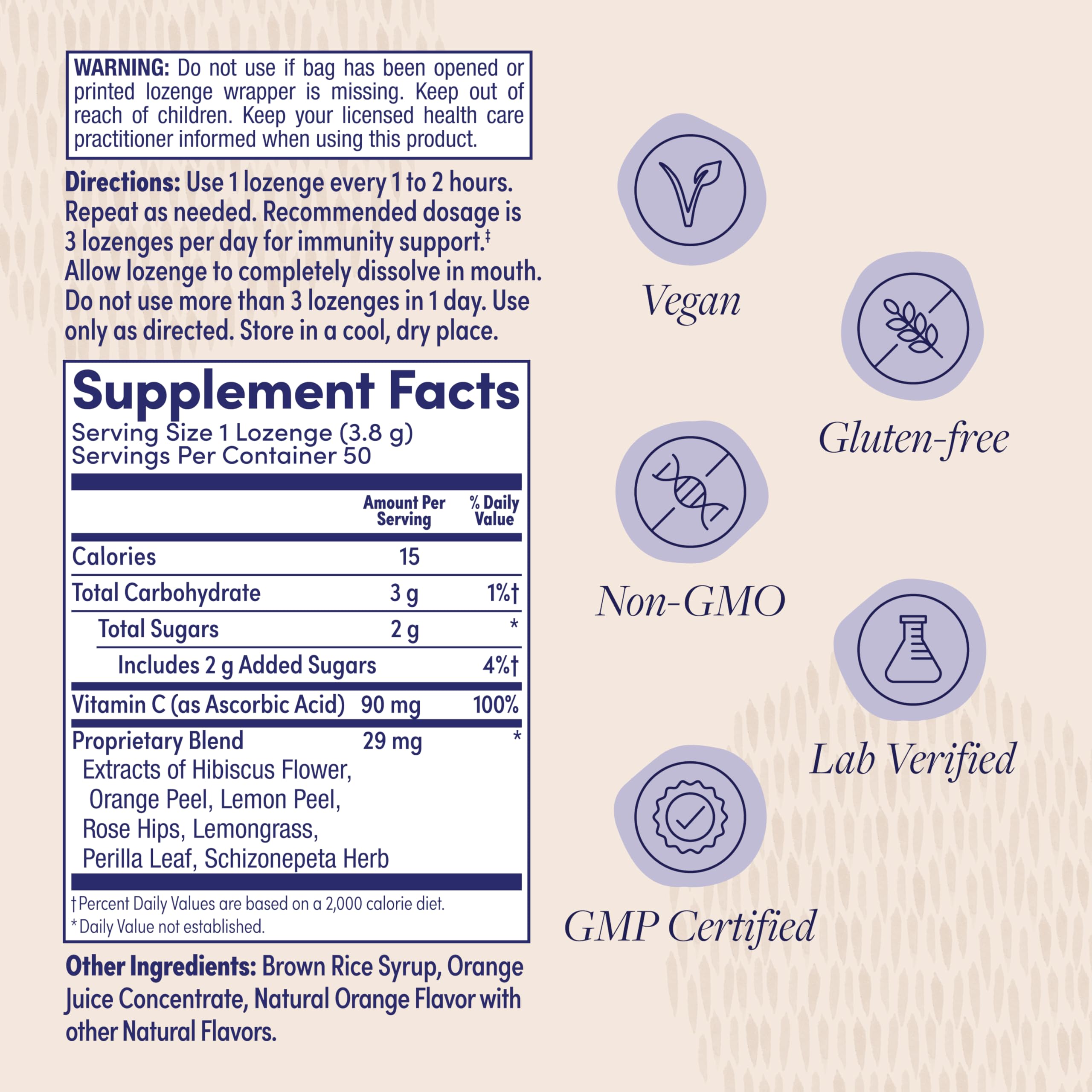 ZAND daily wellness Orange C Lozenges showing individual lozenge
