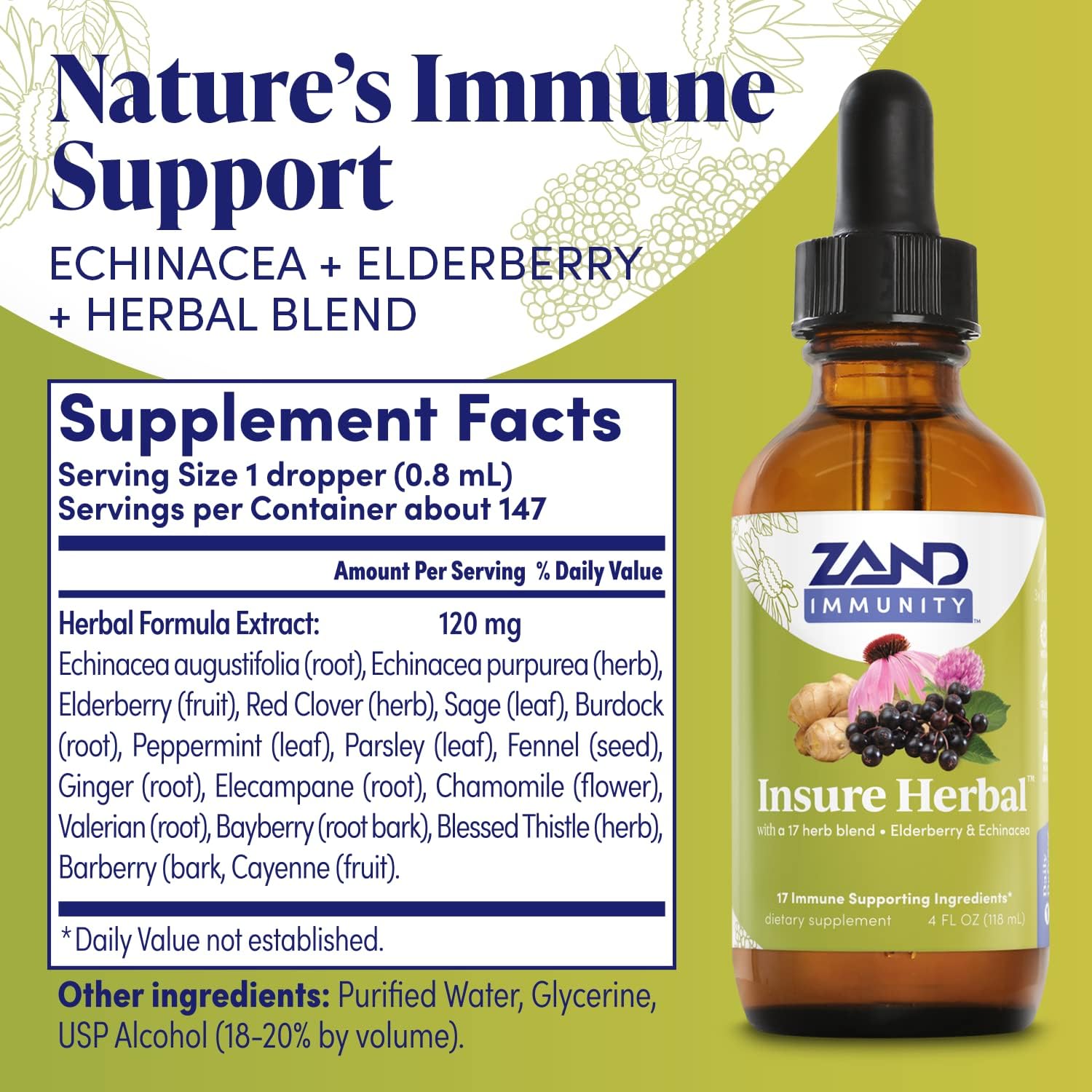 ZAND Echinacea Herbal Supplement 181g side view