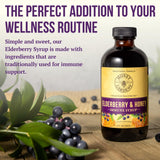 ZAND Elderberry Syrup 481g in a lifestyle setting with tea