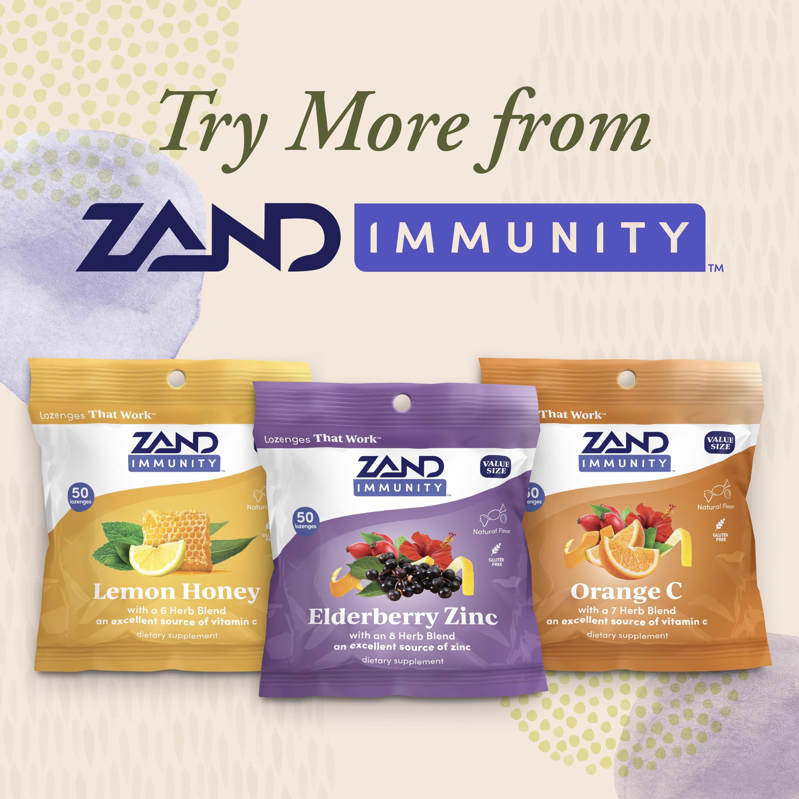 ZAND Elderberry Zinc Lozenges in a hand for size reference