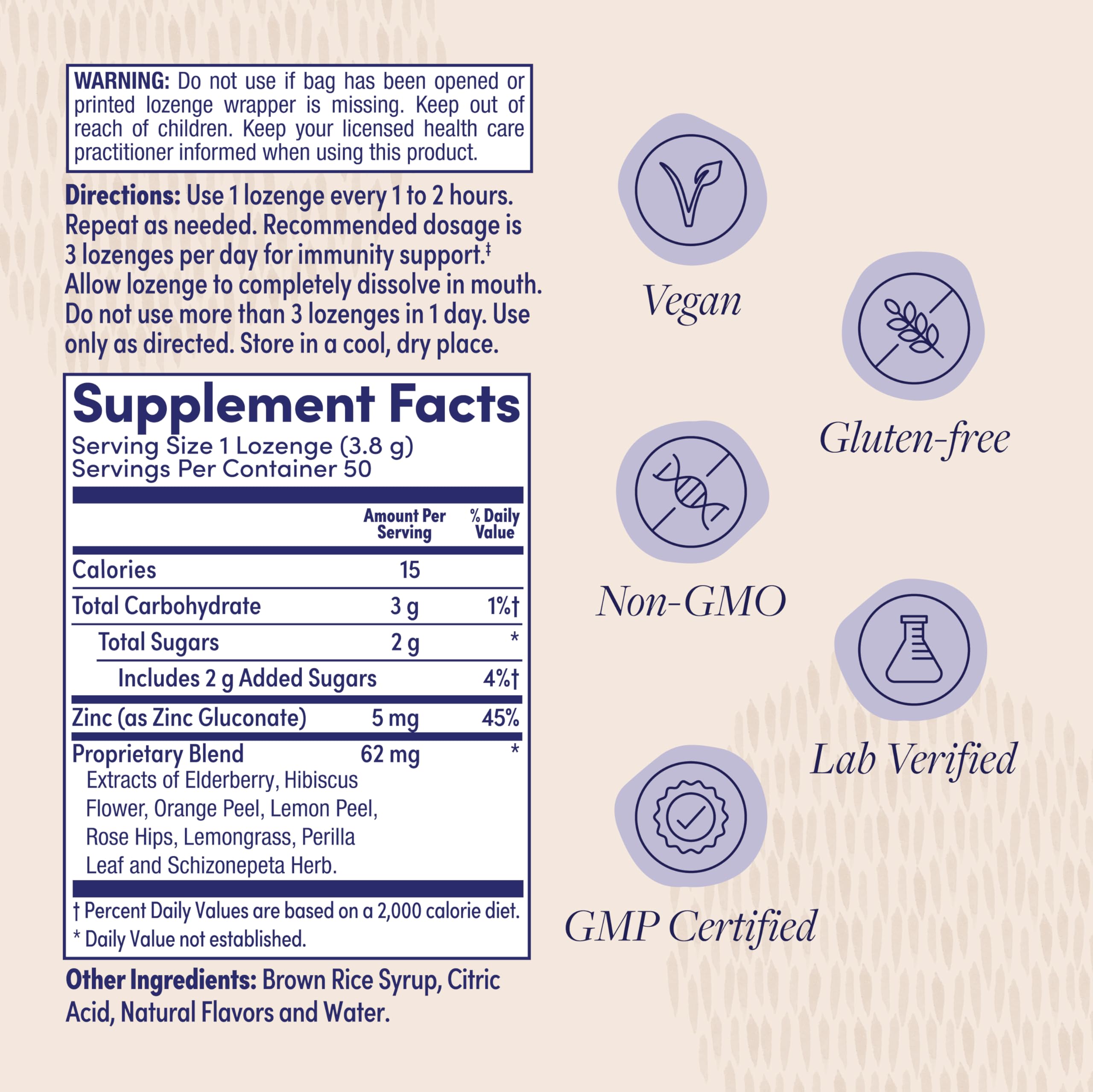 ZAND Elderberry Zinc Lozenges showing individual lozenge
