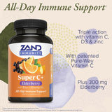 ZAND Super C+ Elderberry supplement back view with ingredient list