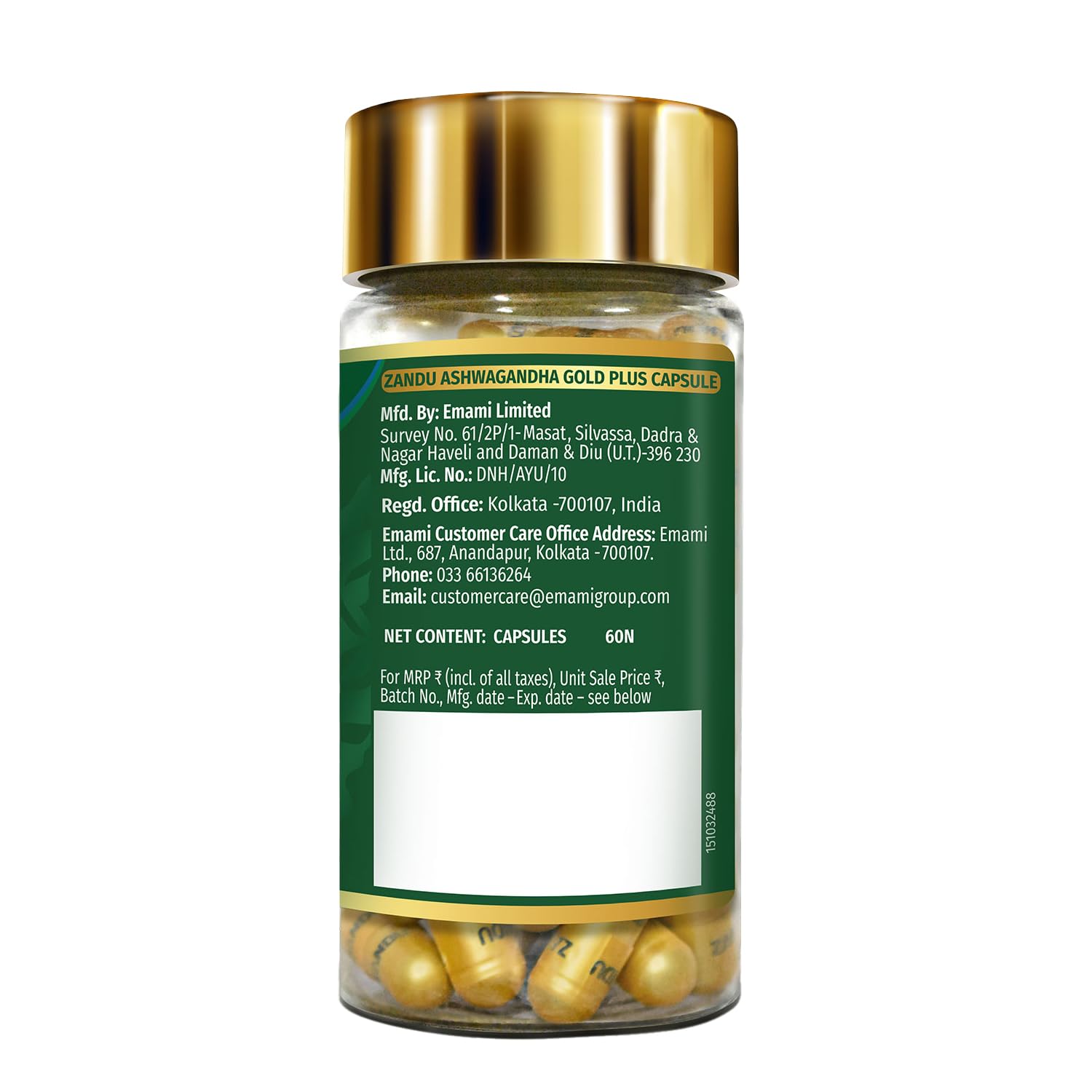 Zandu Ashwagandha Gold Capsules in a wellness setup