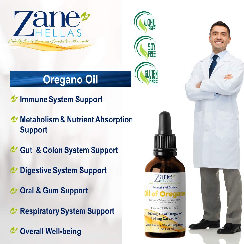 Zane HELLAS Oregano Oil bottle with herbs