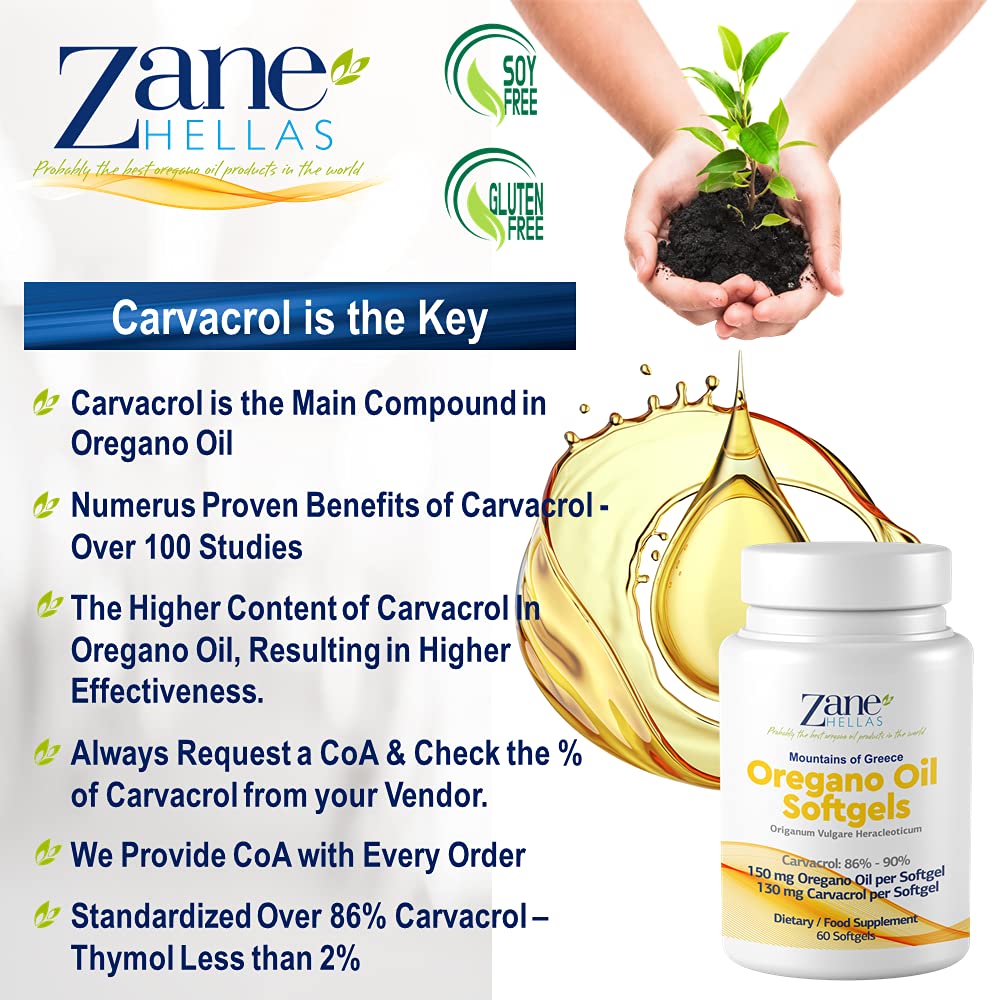 Zane HELLAS Oregano Oil Softgels lifestyle scene with natural elements