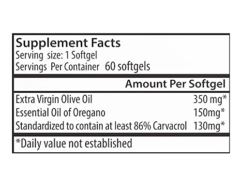 Zane HELLAS Oregano Oil Softgels side view showing dosage