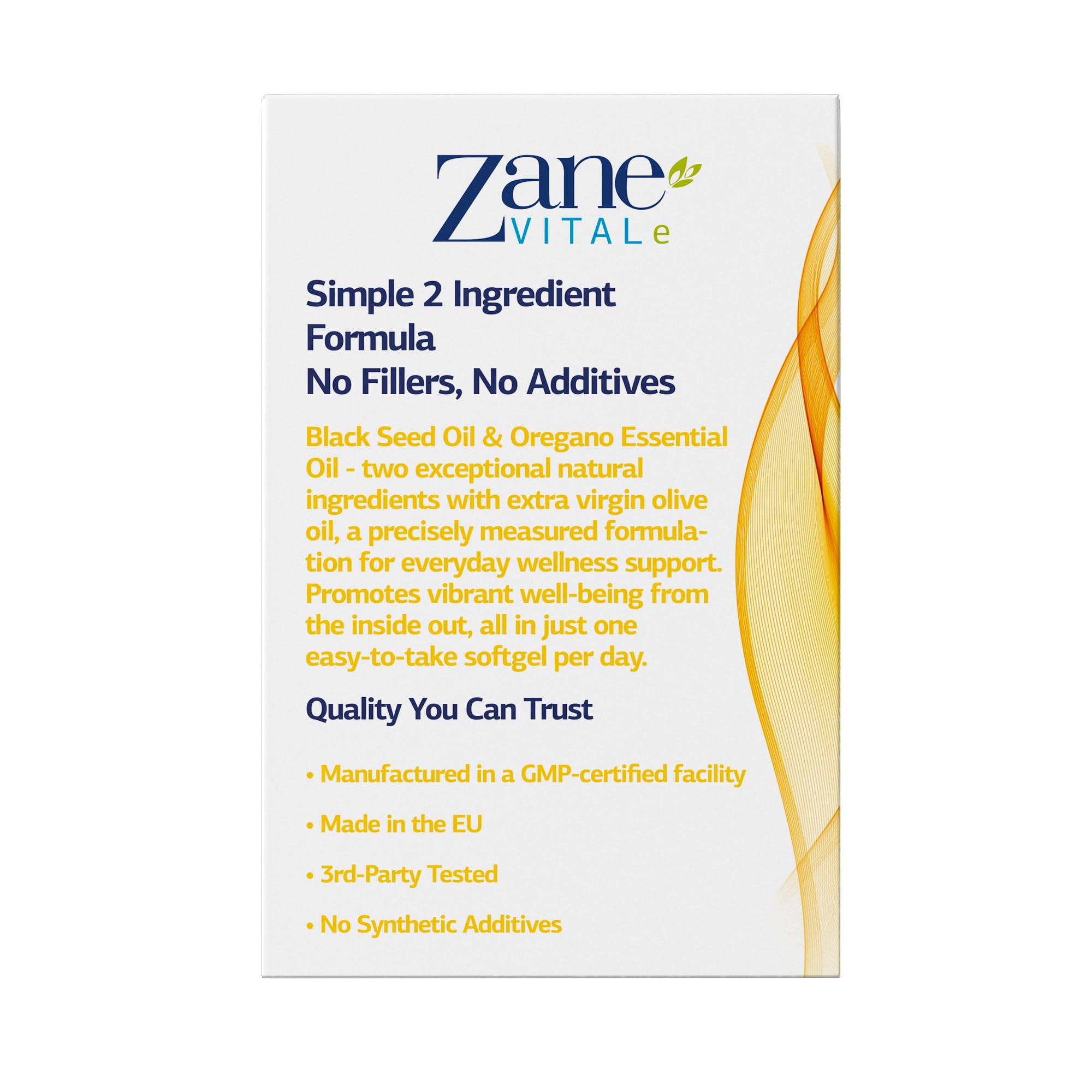 Zane VITALe Oregano Oil Plus Softgels bottle with lid off