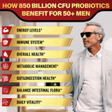 Zanleuds Probiotics for Men 50+ capsules on a wooden surface