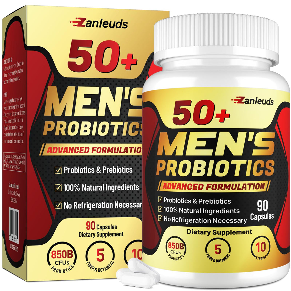 Zanleuds Probiotics for Men 50+ front view of the bottle