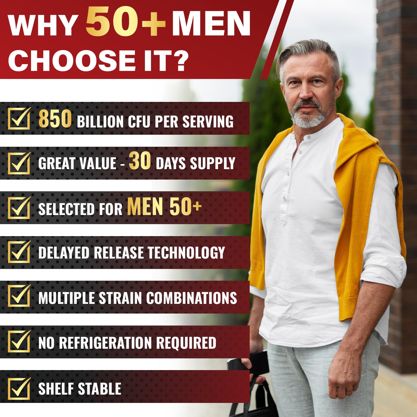 Zanleuds Probiotics for Men 50+ vegetarian capsules close-up