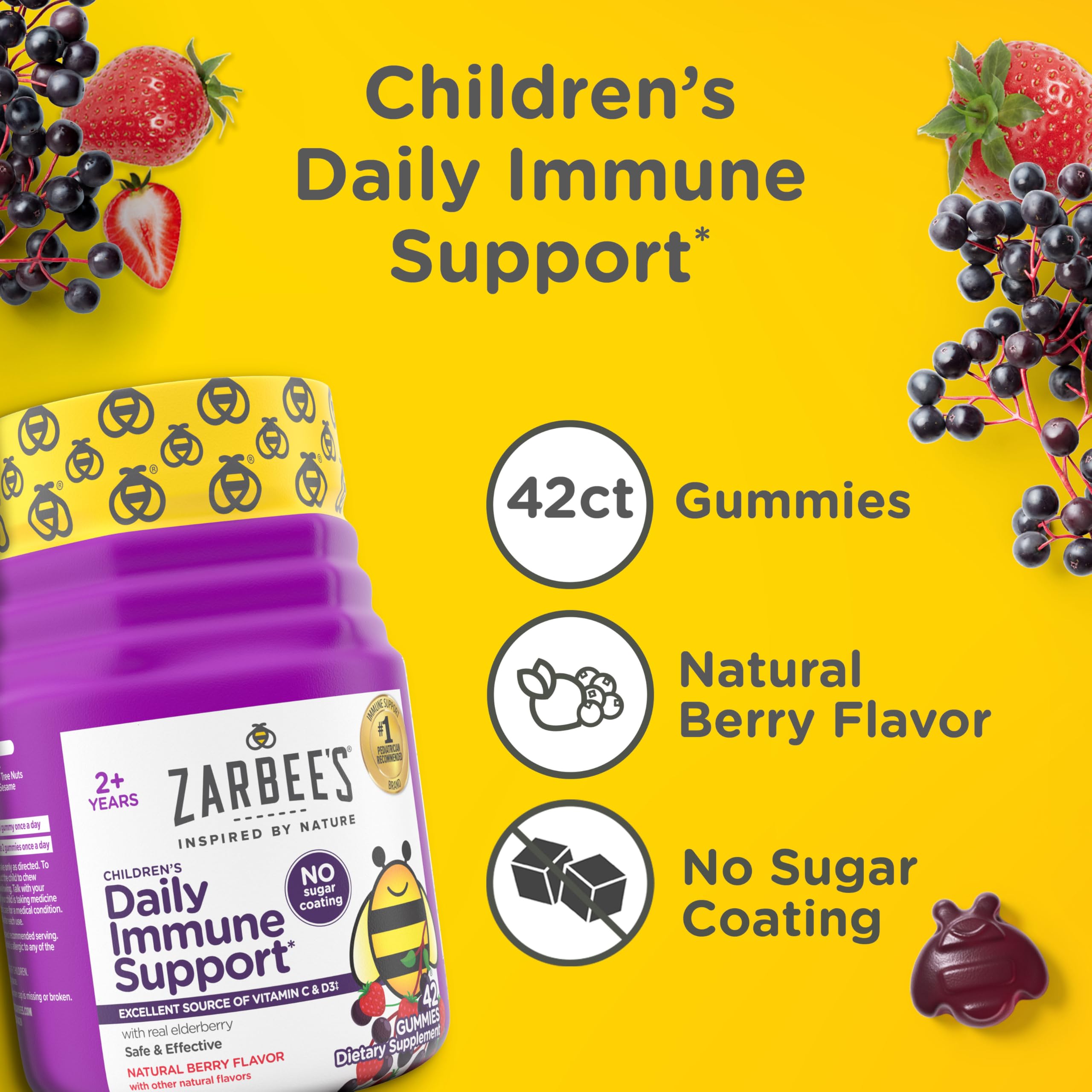 Zarbee's Children's Daily daily wellness Support Gummies natural berry flavour