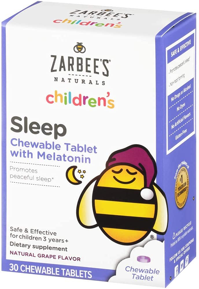 Zarbee's Children's Sleep Melatonin Chewable Tablets 1mg Grape front view