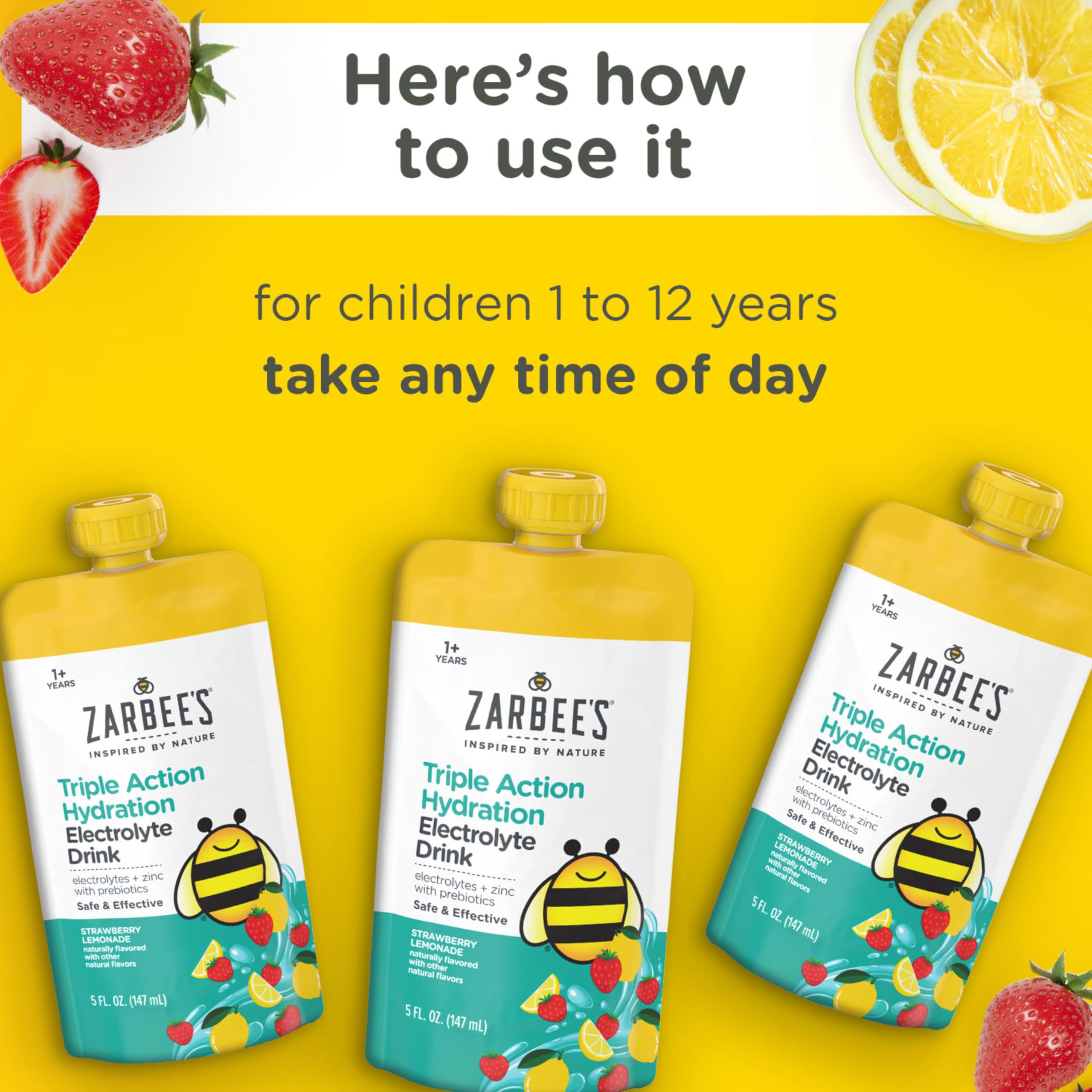 Zarbee's electrolyte drink pouch resealable spout