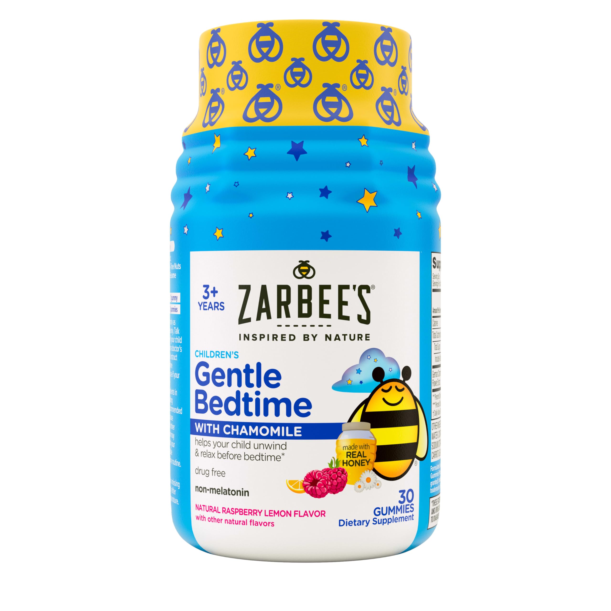 Zarbee's Gentle Bedtime Gummies front view with raspberry lemon flavour
