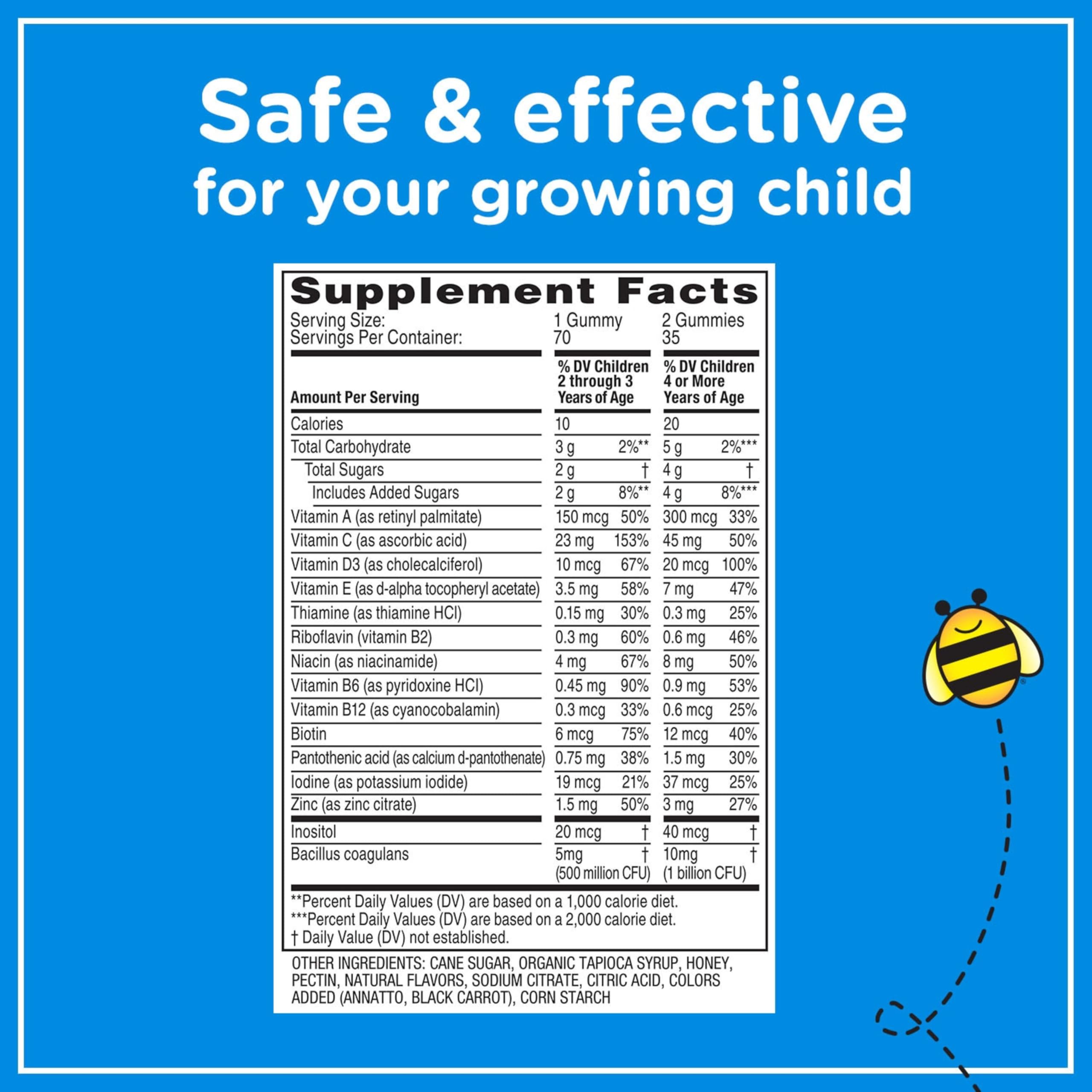 Zarbee's Kid's Complete Multivitamin + Probiotic Gummies with honey and fruit
