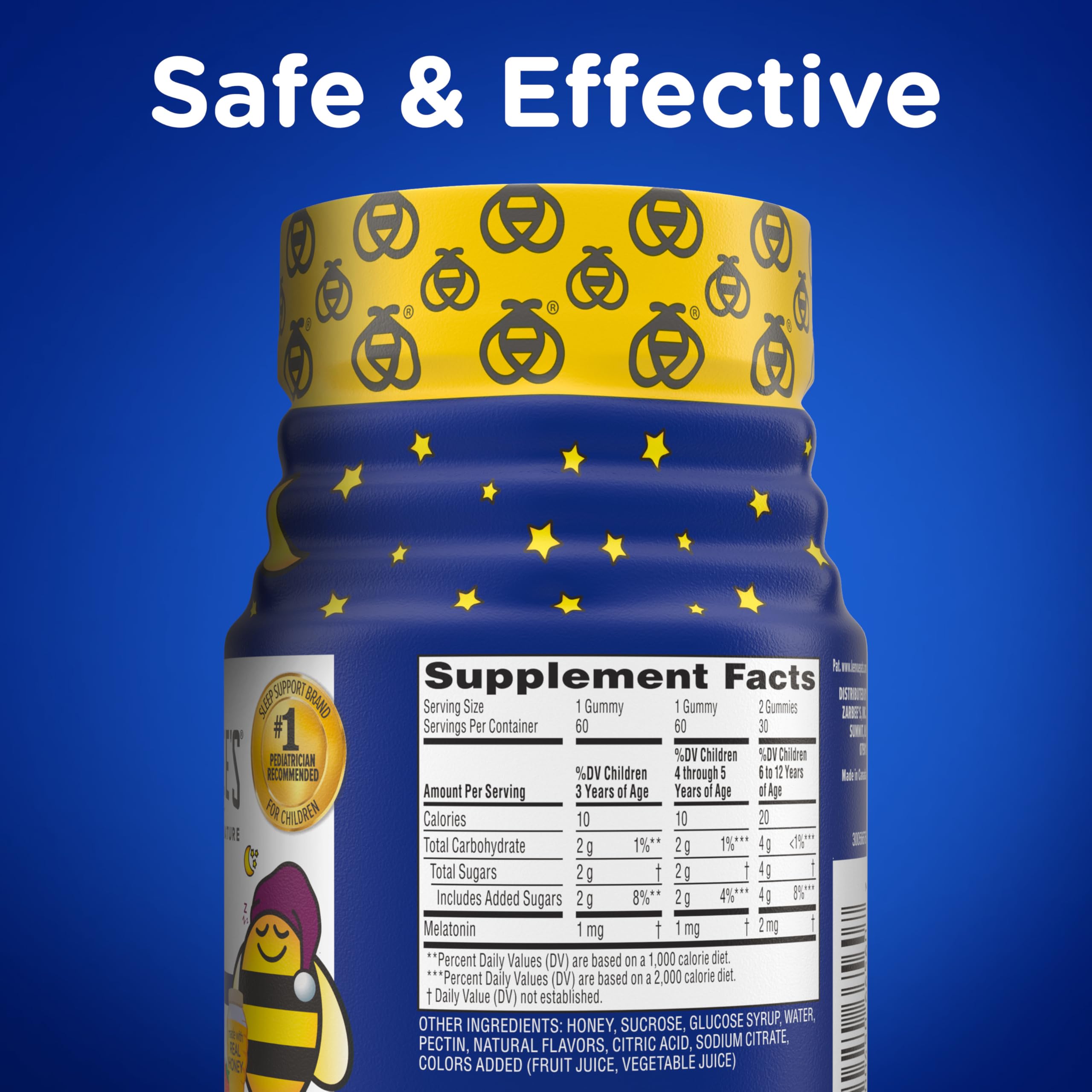 Zarbee's Kids Melatonin Sleep Gummies 1mg back view