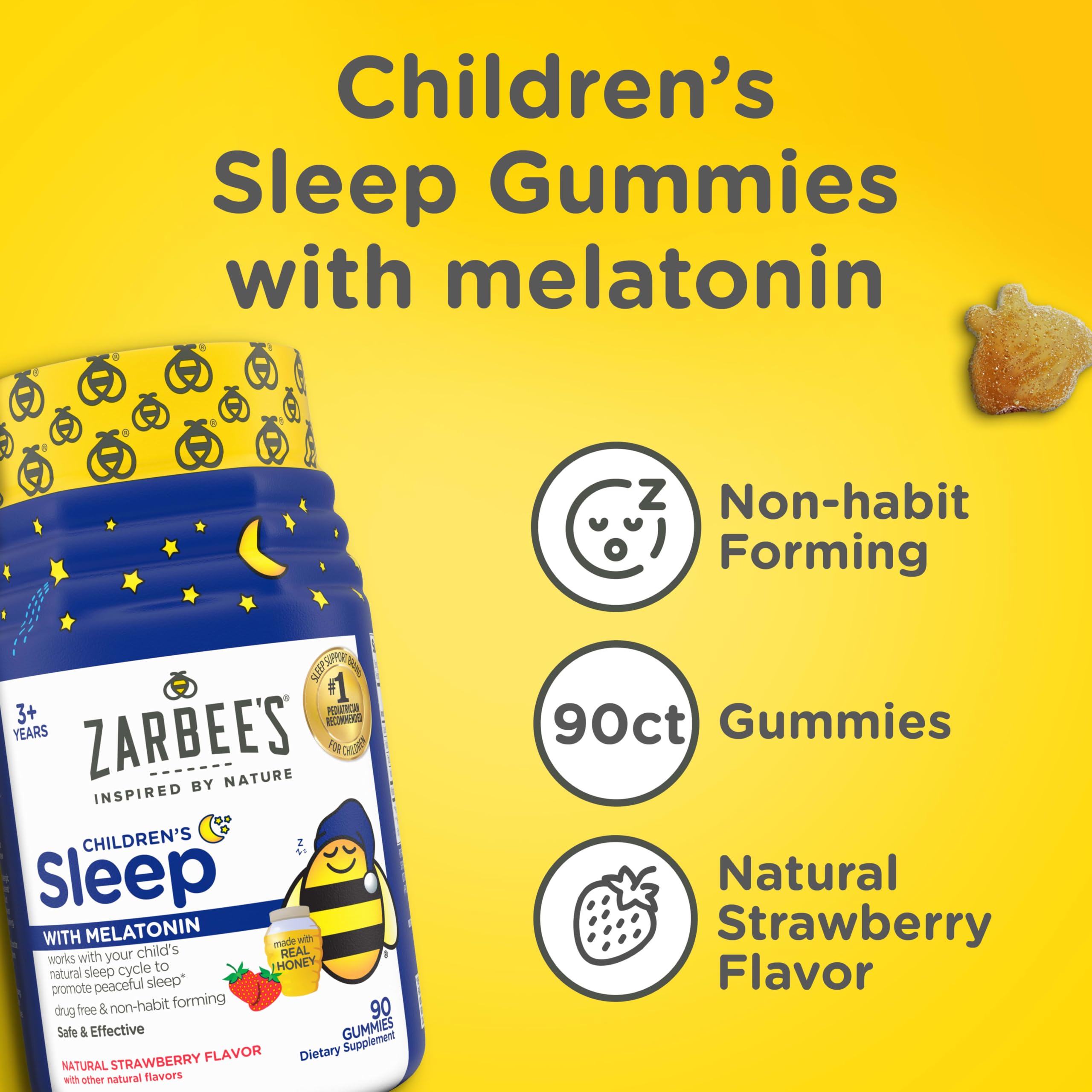 Zarbee's Kids Melatonin Sleep Gummies showing easy-to-chew texture