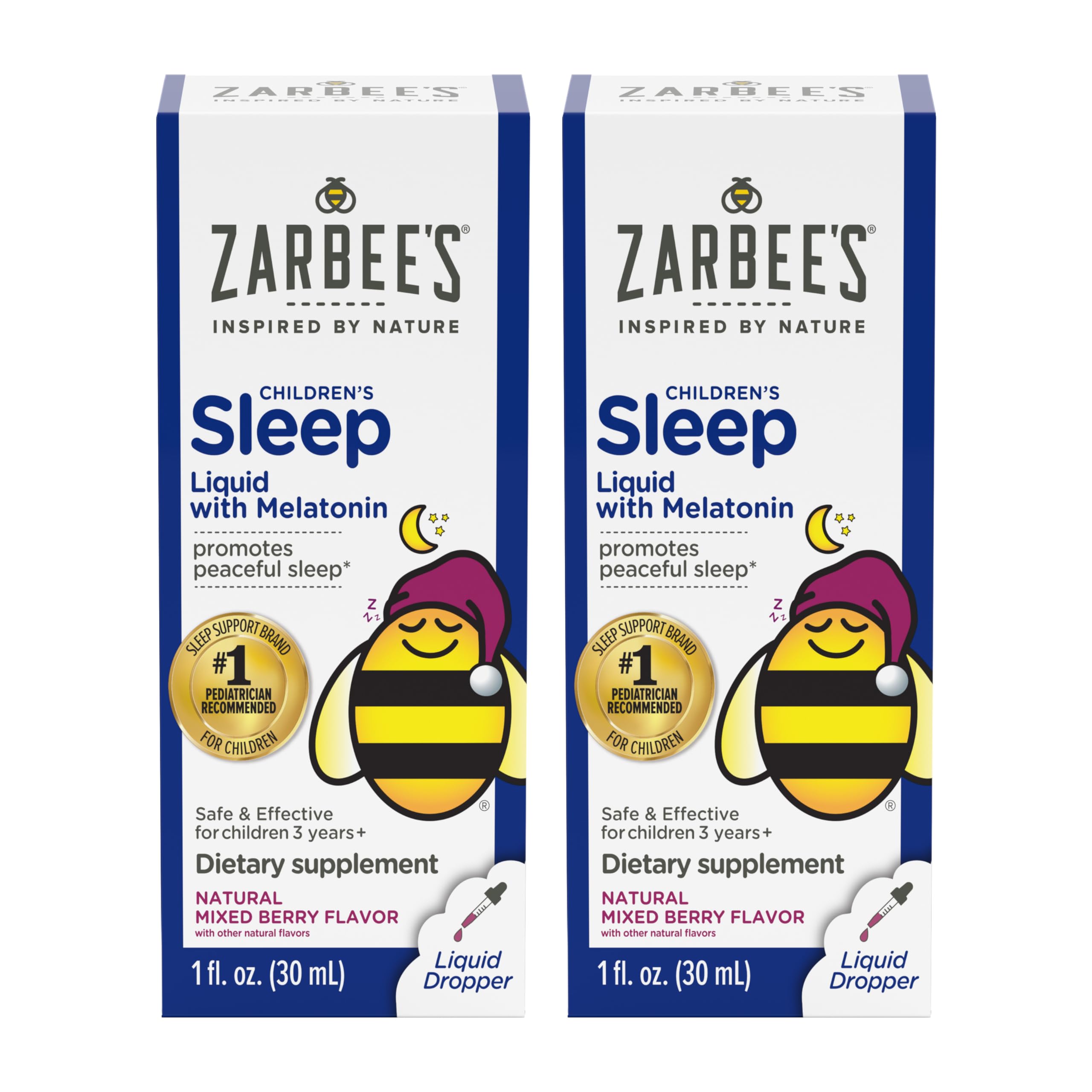 Zarbee's Liquid Melatonin Supplement for Kids 1mg Berry Flavour front view