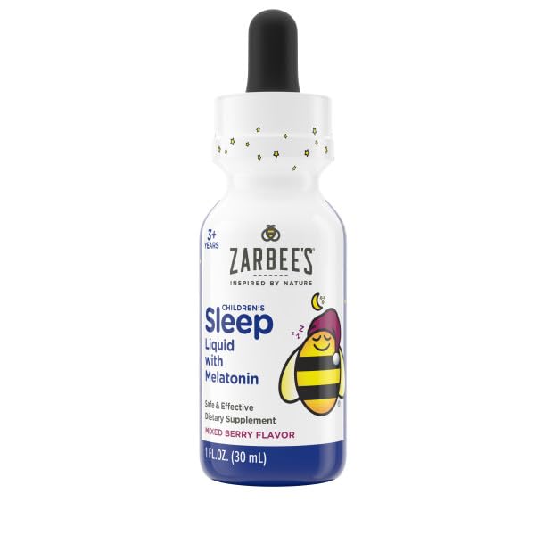 Zarbee's Liquid Melatonin Supplement for Kids 1mg Berry Flavour lifestyle scene with child