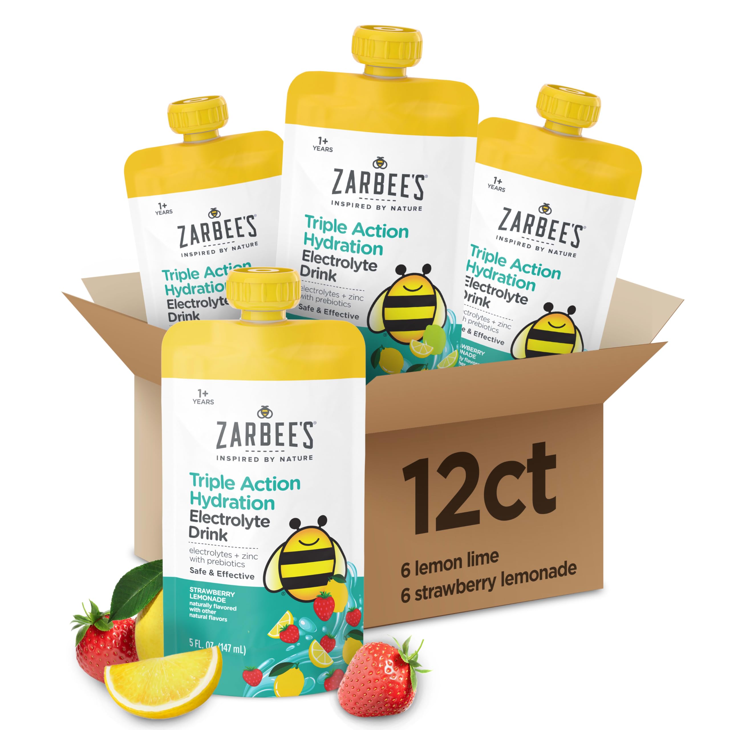 Zarbee's Triple Action Hydration Electrolyte Drink Pouches 12-Pack front view