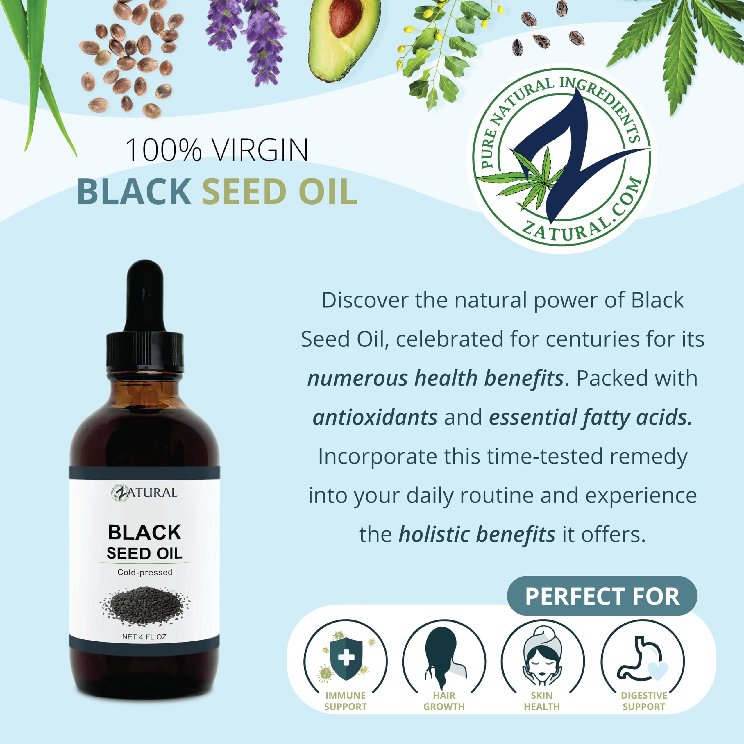 Zatural Black Seed Oil 113g close-up of the cap