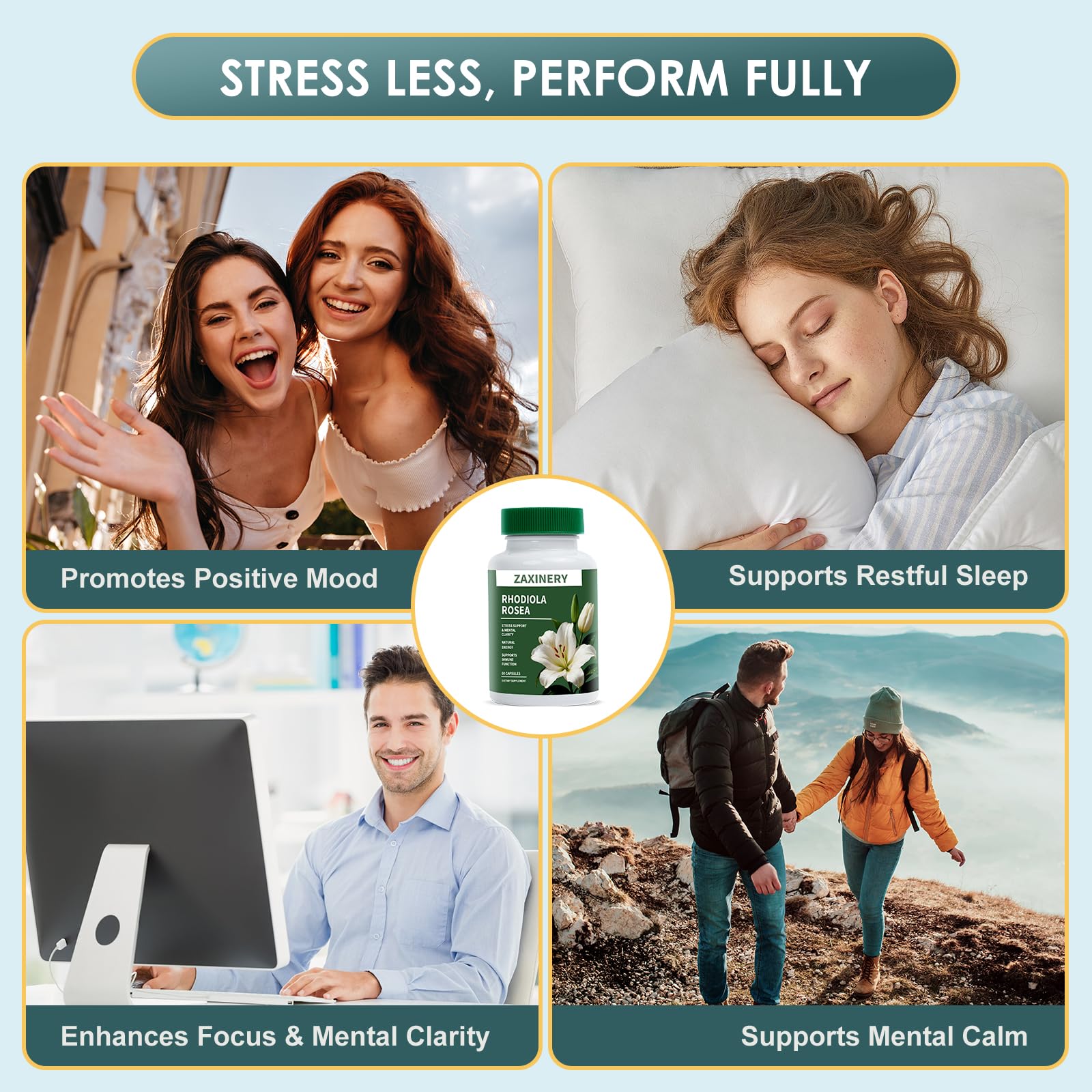 ZAXINERY Rhodiola Rosea Capsules 500mg close-up of capsules