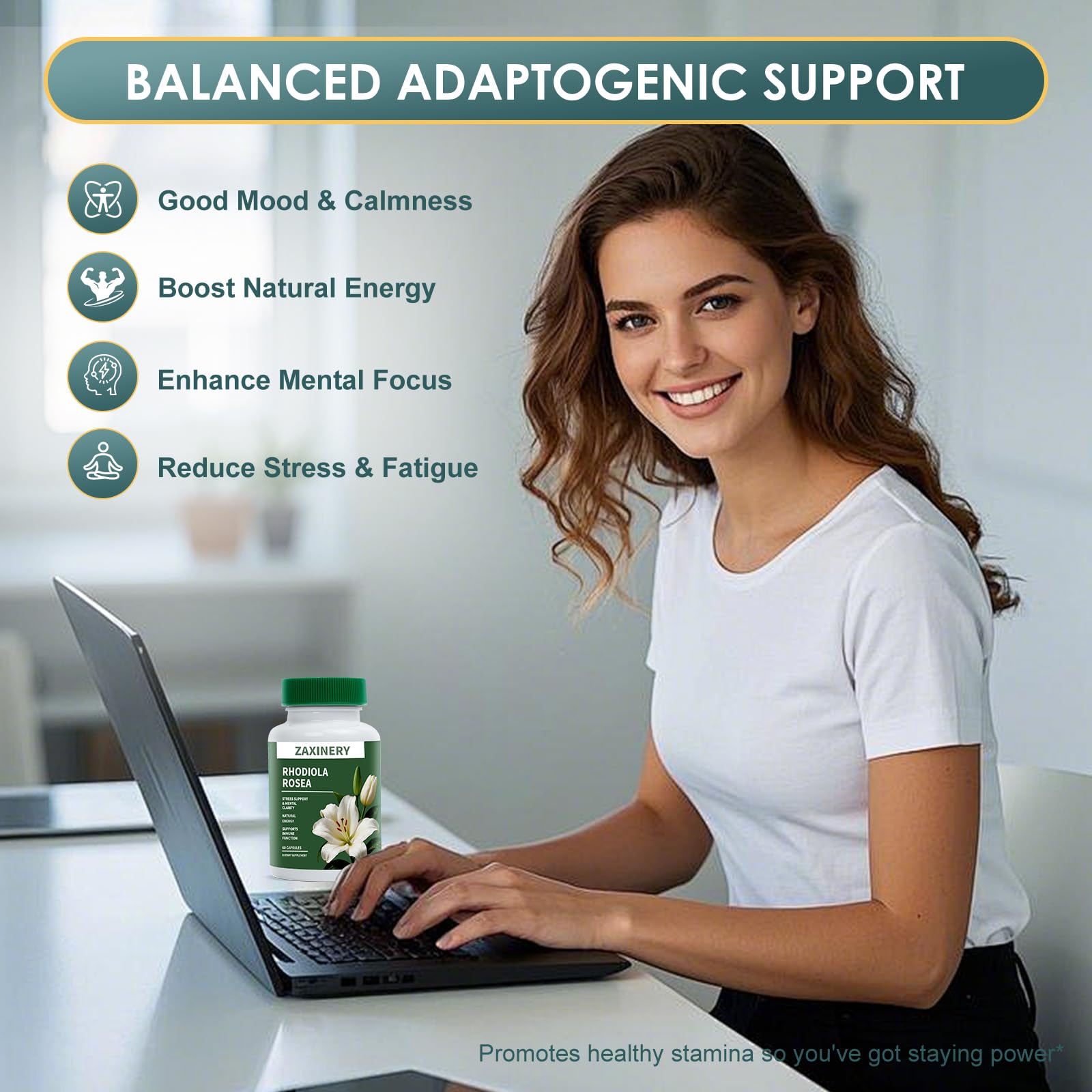 ZAXINERY Rhodiola Rosea Capsules 500mg side view