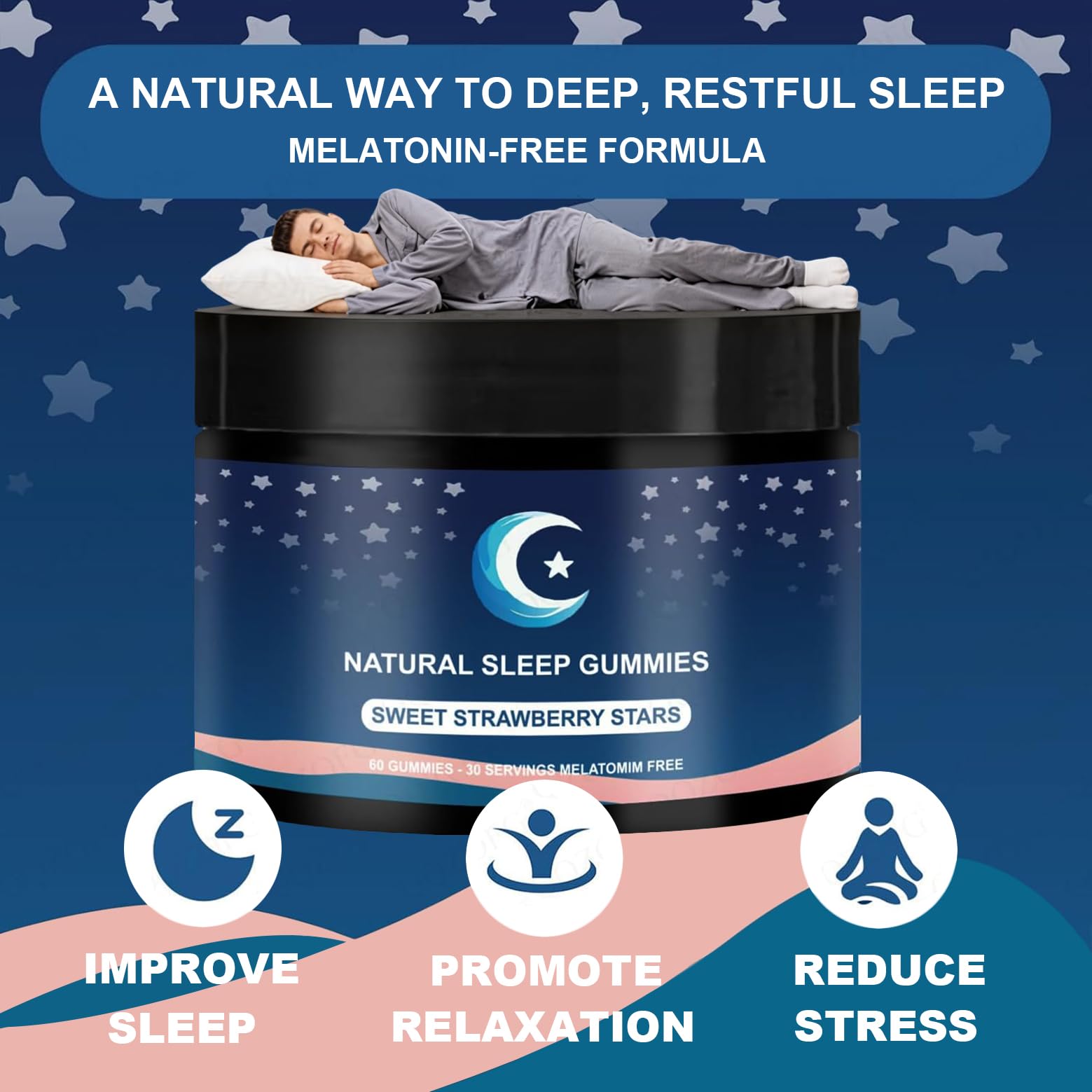 ZAYMAN Melatonin-Free Sleep Aid Gummies star-shaped strawberry gummies