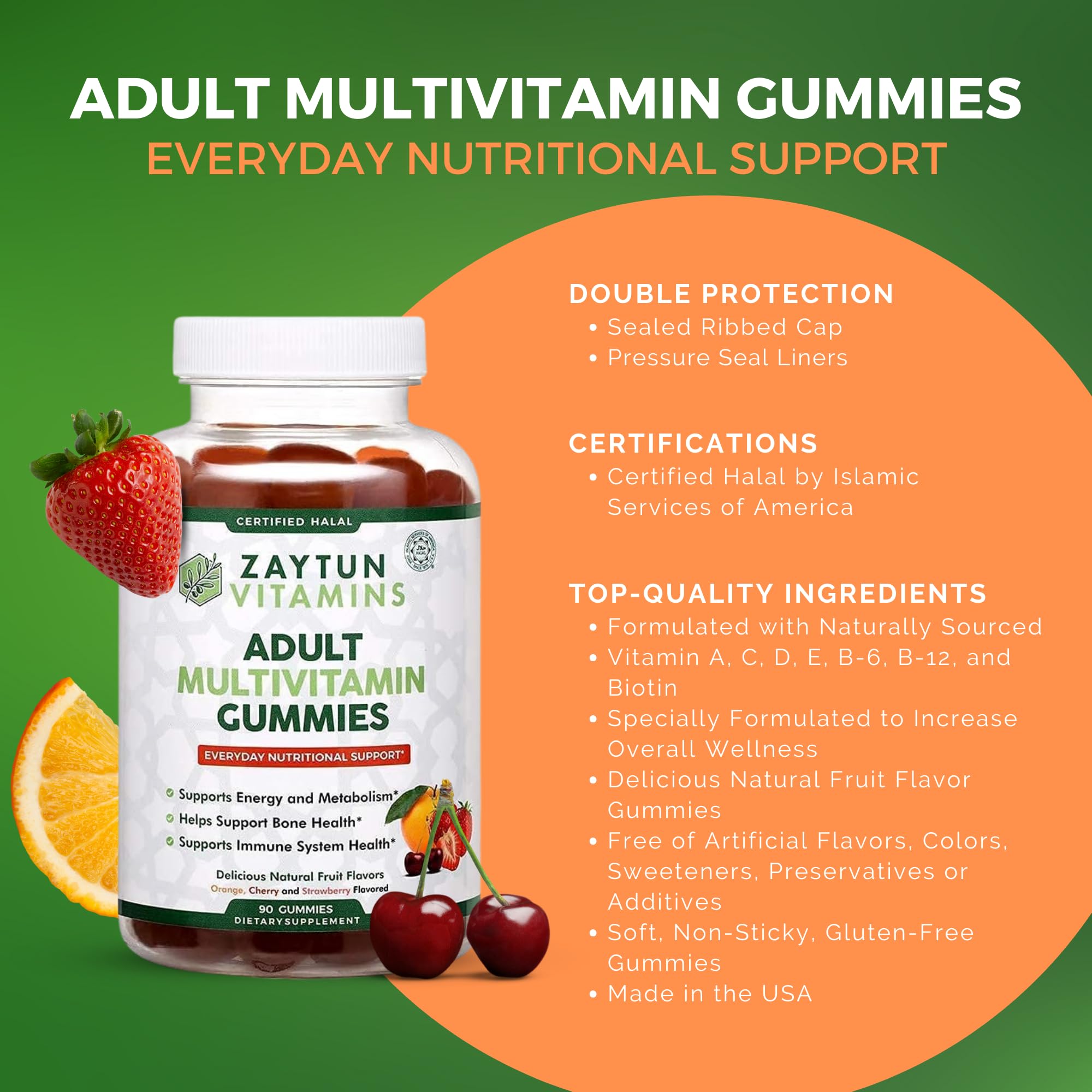 Zaytun Vitamins Adult Multivitamin Gummies close-up showing texture