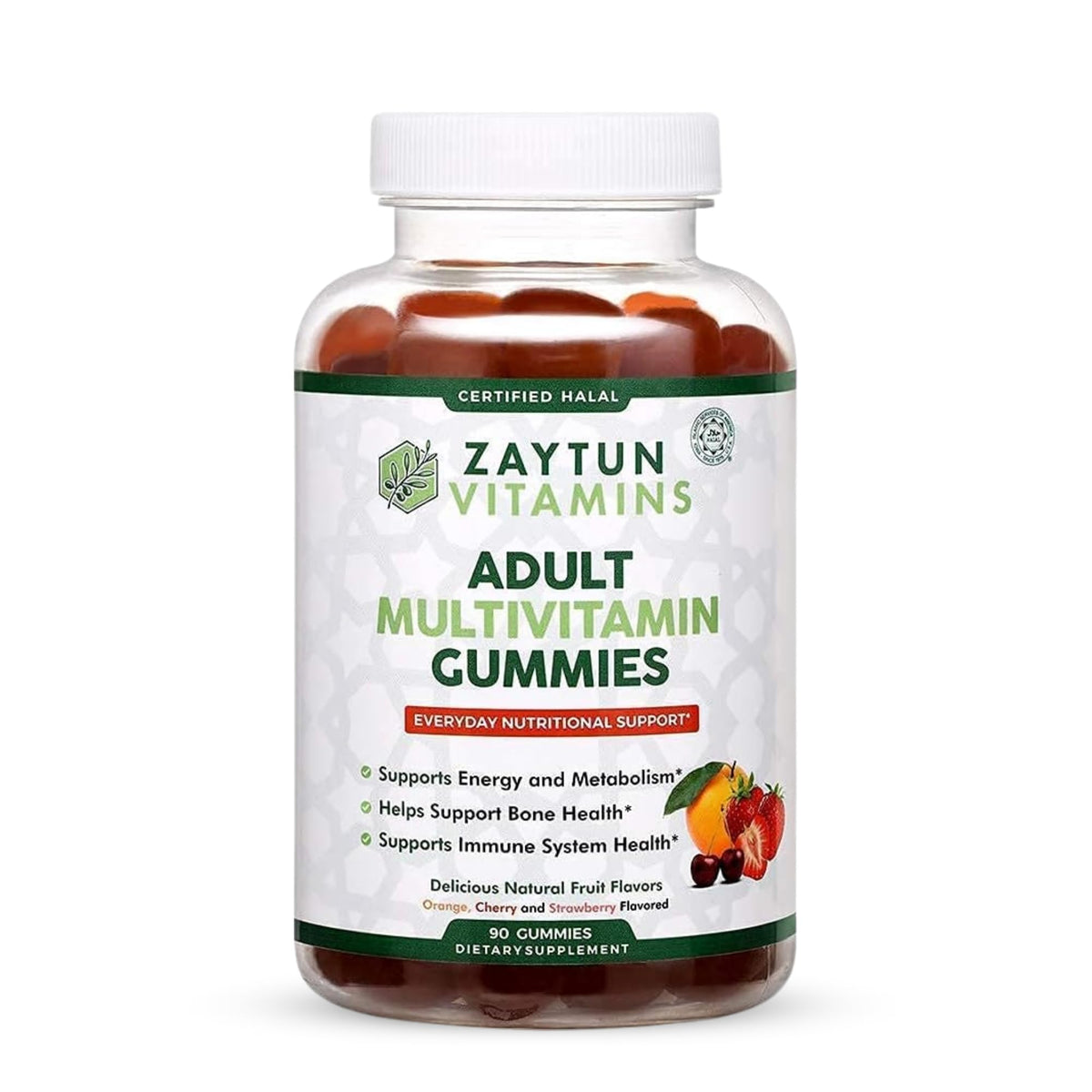 Zaytun Vitamins Adult Multivitamin Gummies front view with assorted fruit flavours